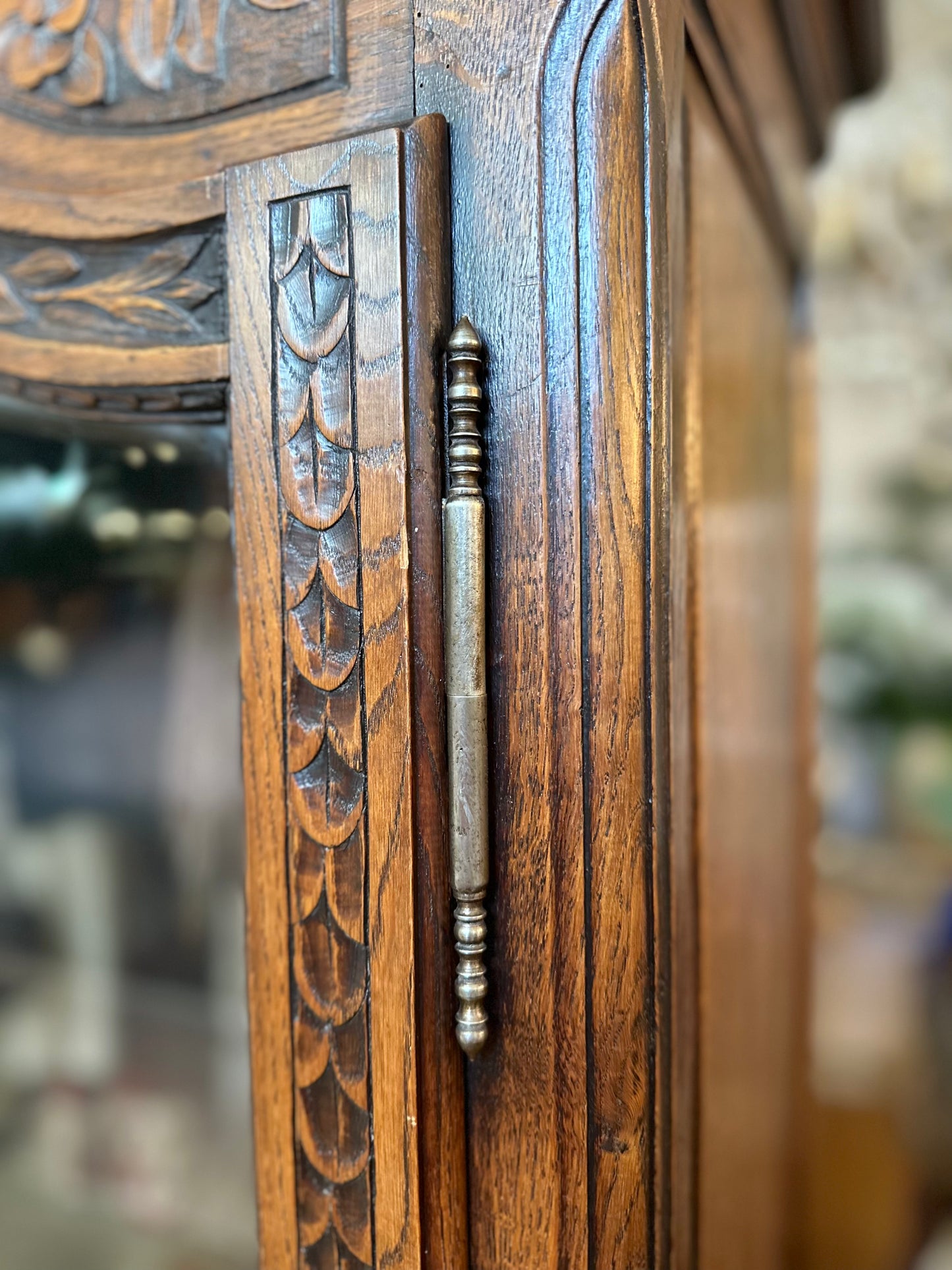 Antique French Single Door Flower Basket Vitrine