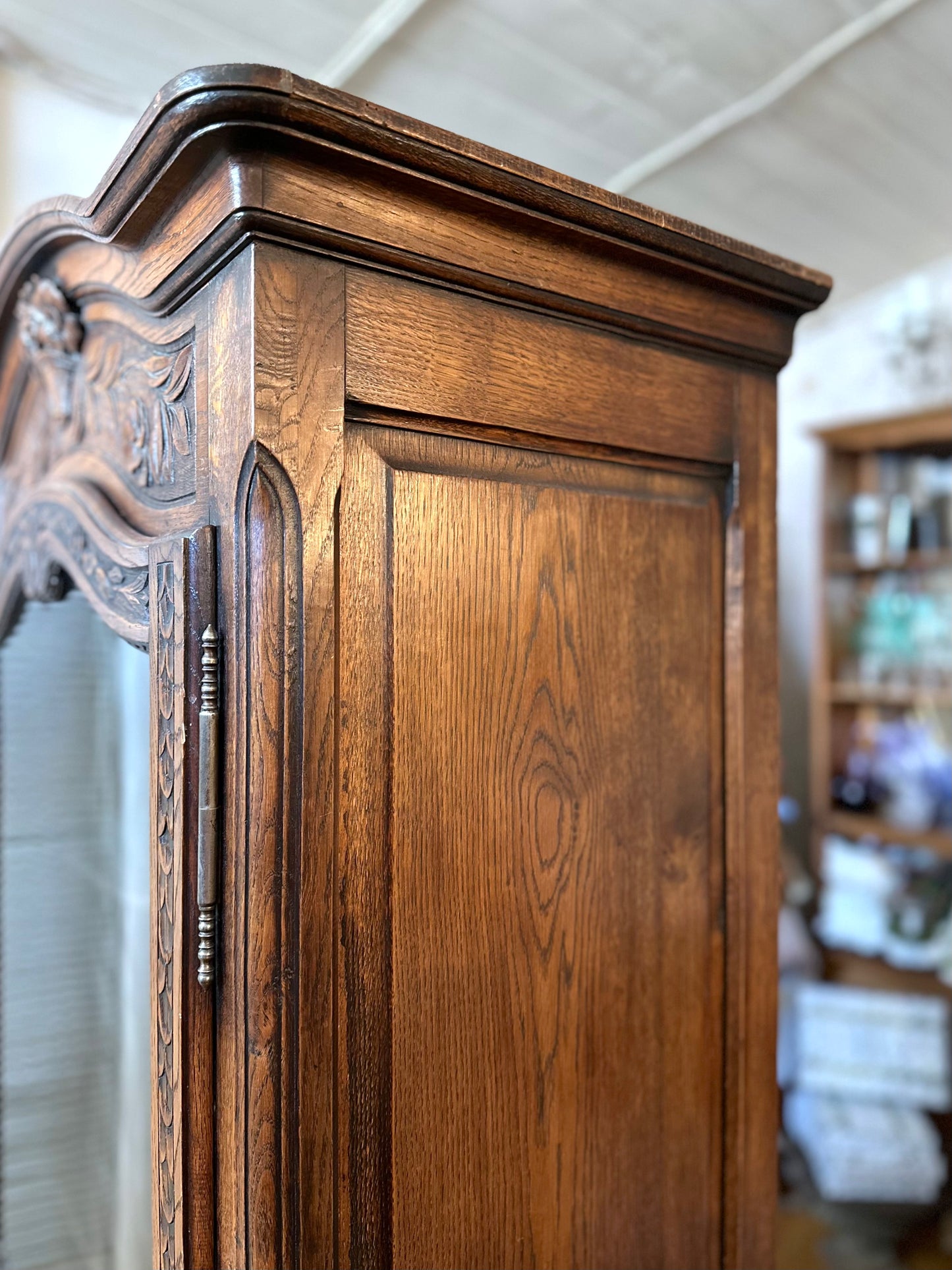 Antique French Single Door Flower Basket Vitrine