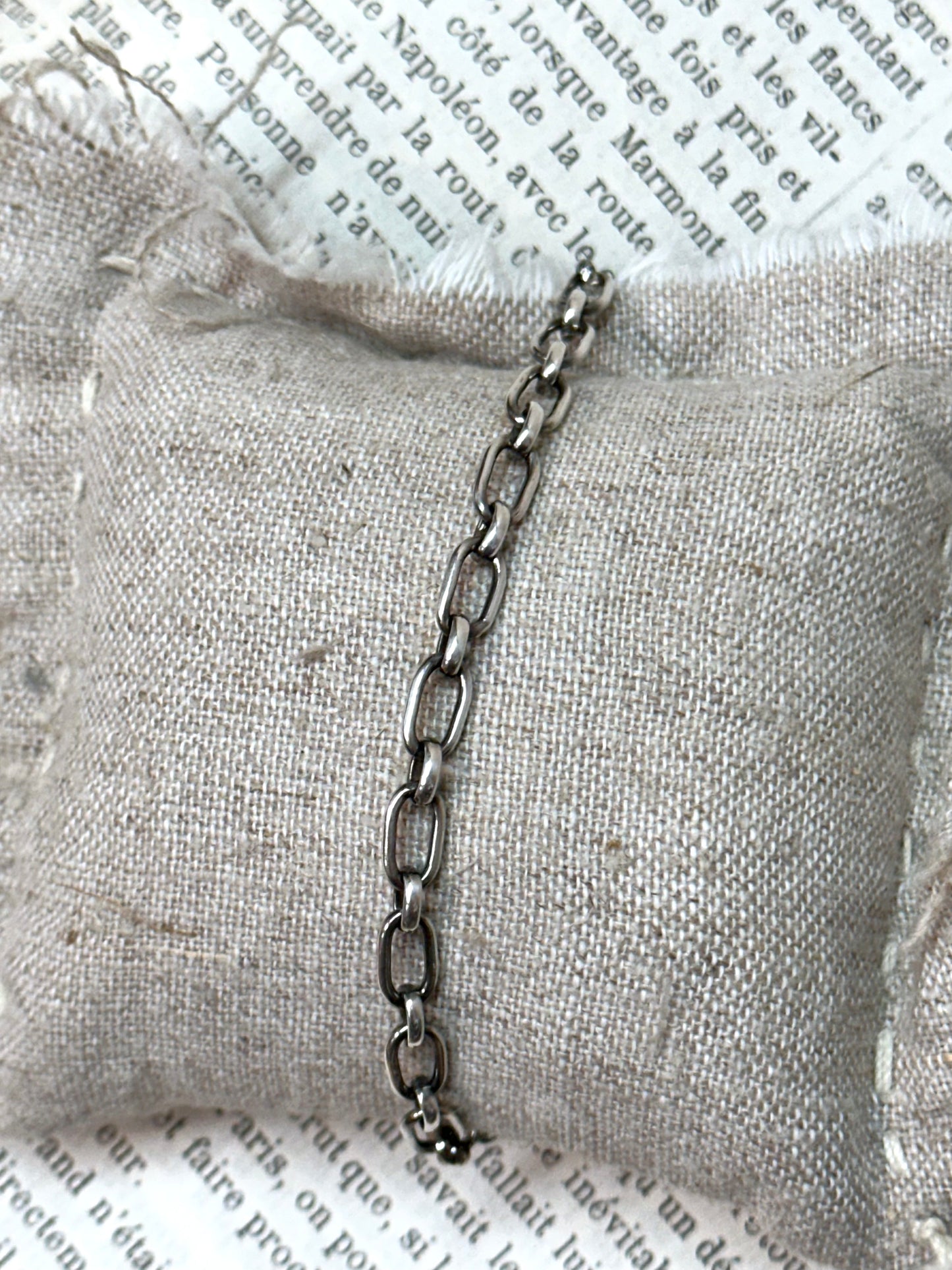 Antique French Silver Bracelet With Ball Fob Charm