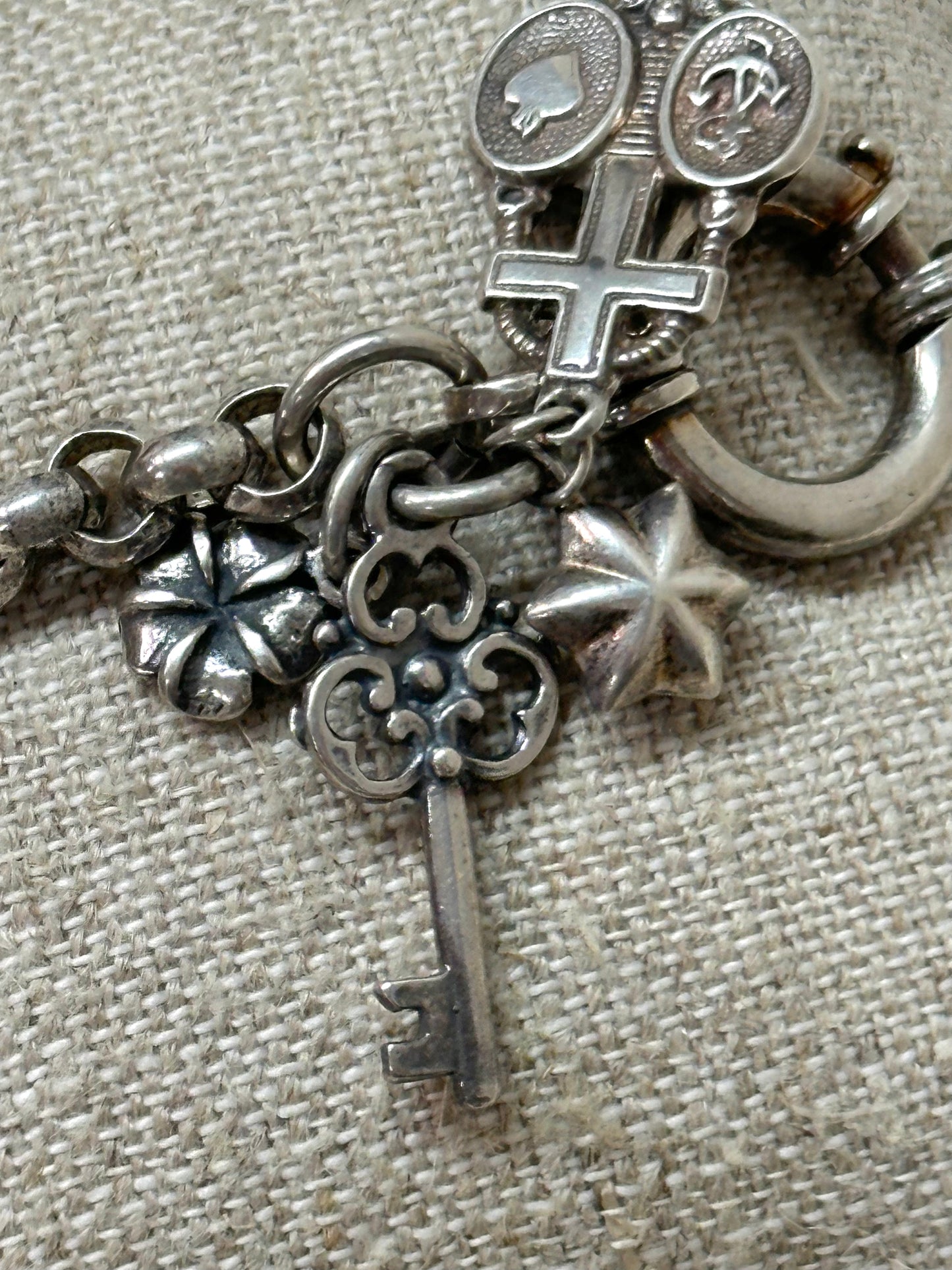 Antique French Silver Bracelet With Delicate Charms