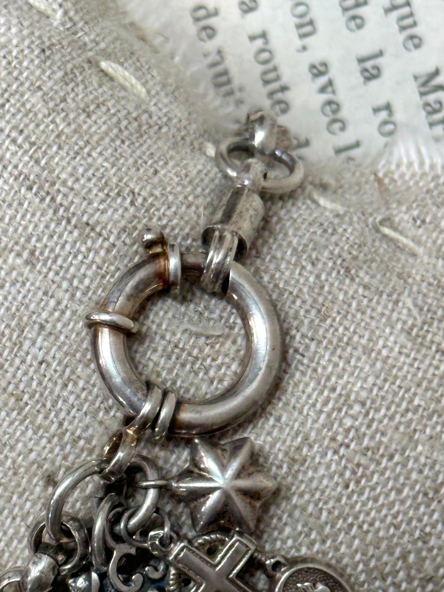 Antique French Silver Bracelet With Delicate Charms