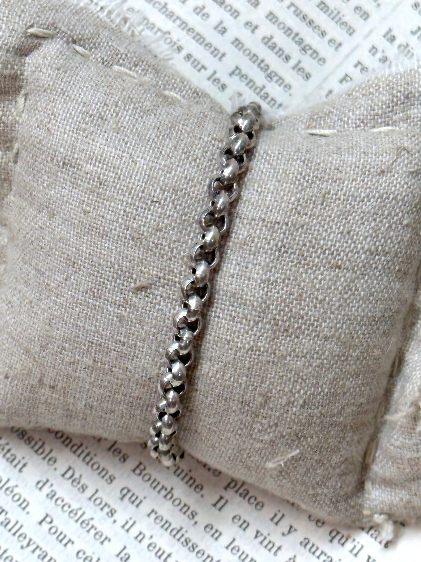 Antique French Silver Bracelet With Coin And Crown Charms