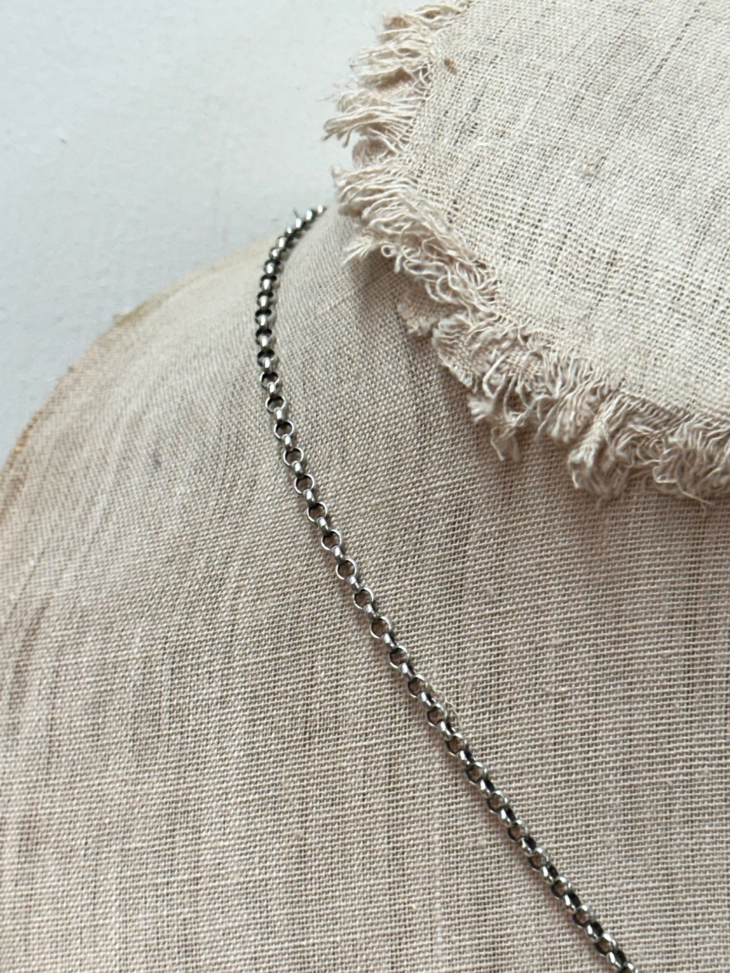 Antique French Silver Necklace With Blue Glass Locket