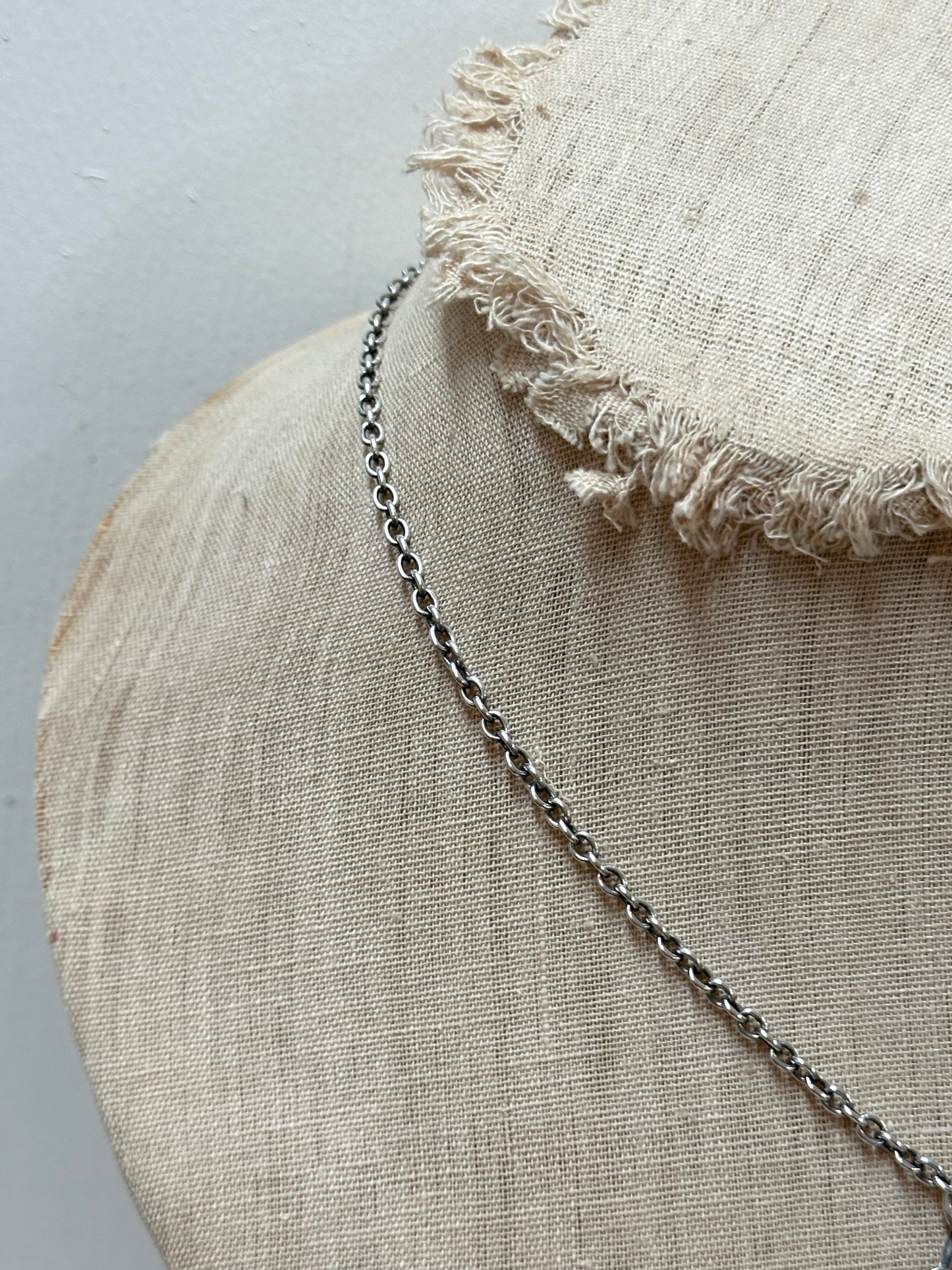 Antique French Silver Necklace With Notre Dame Medal Charm