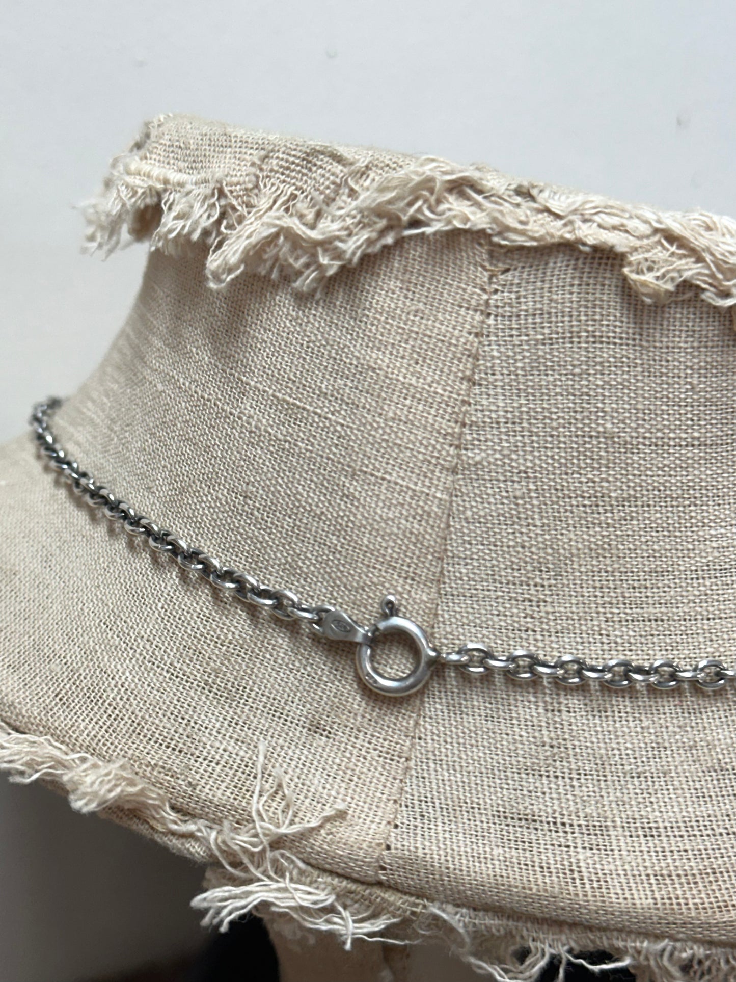 Antique French Silver Necklace With Notre Dame Medal Charm