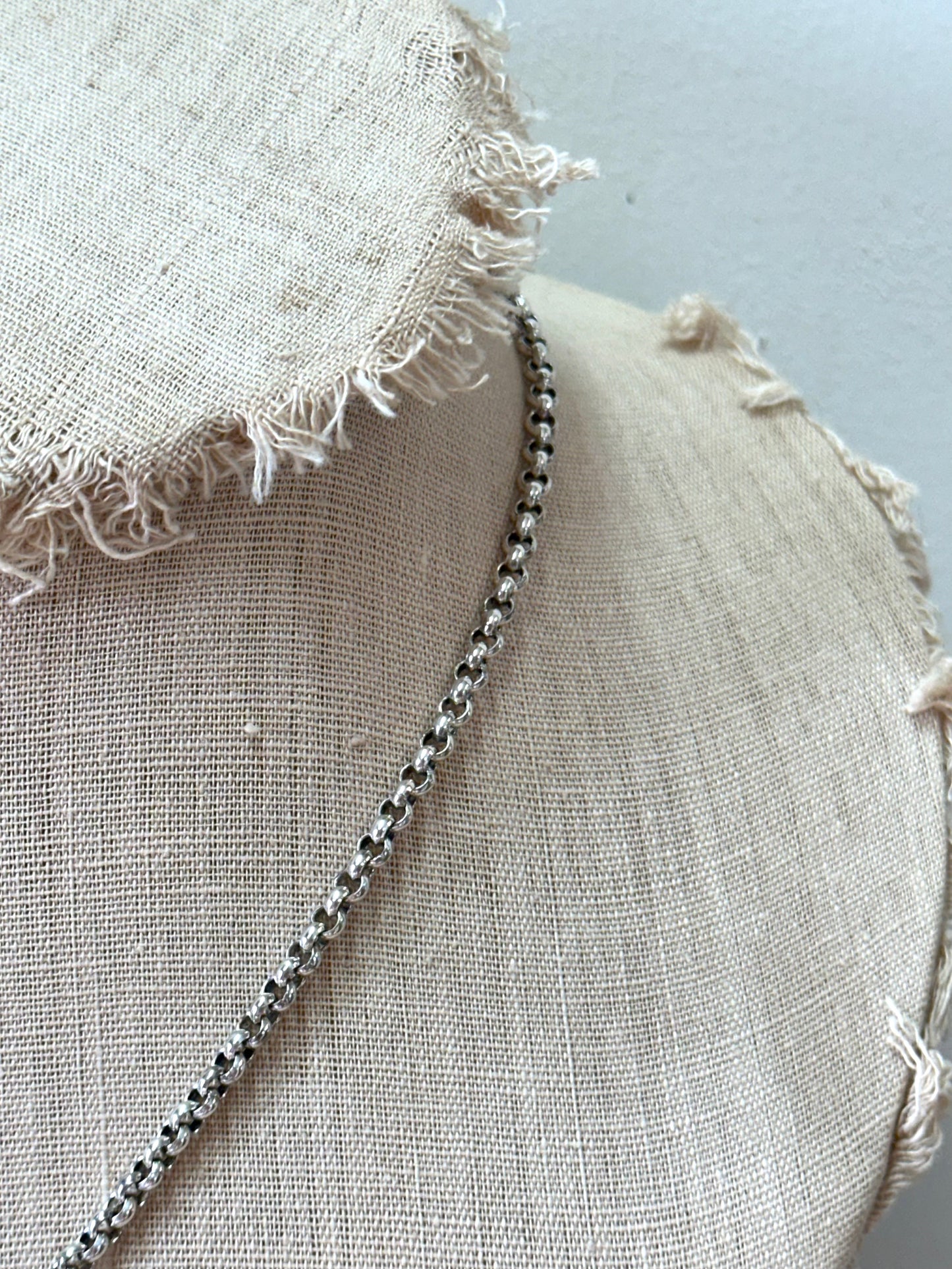 Antique French Silver Necklace With Ball Charm