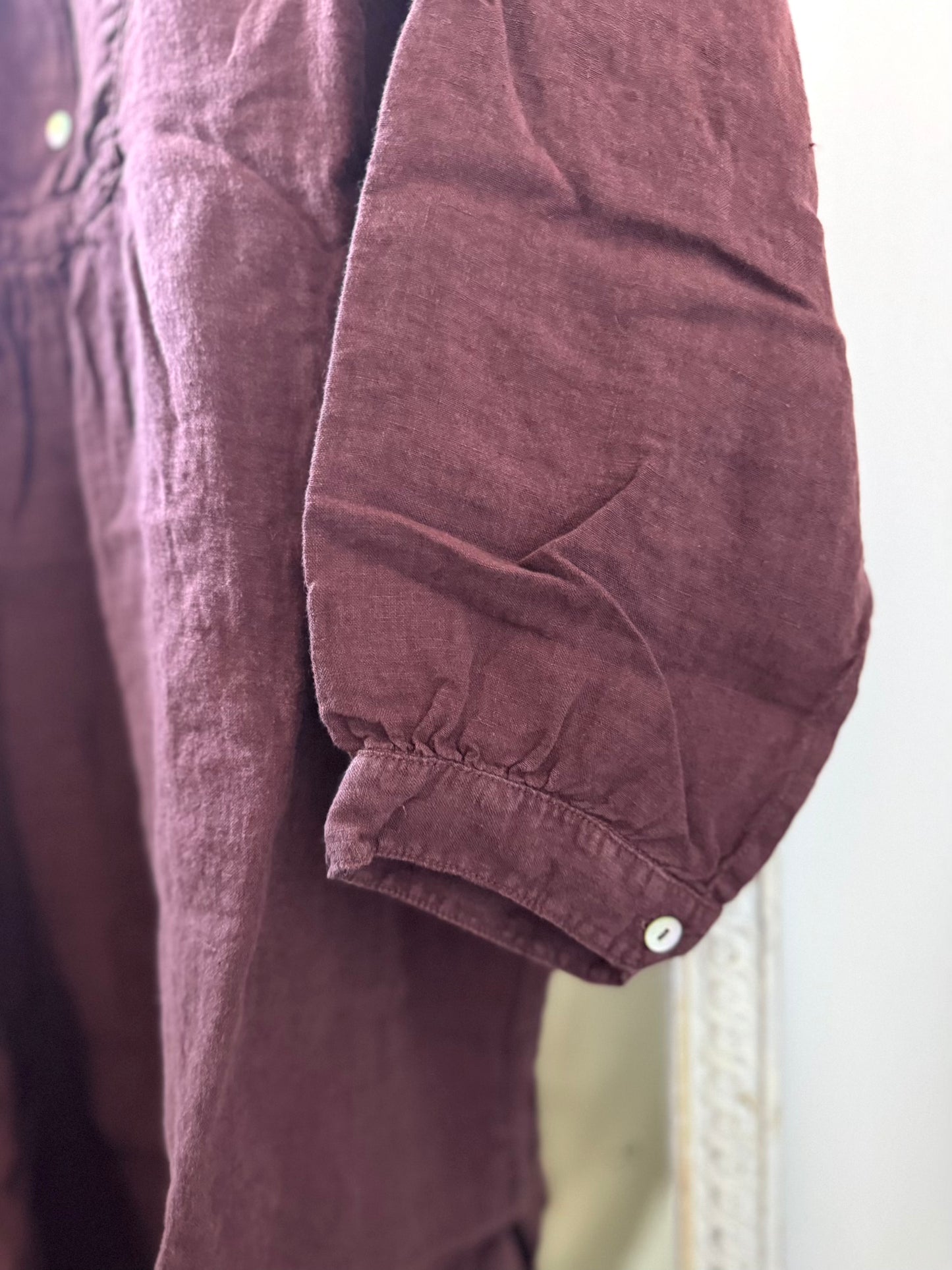 Metta Fran Long Linen Tunic - Cordovan