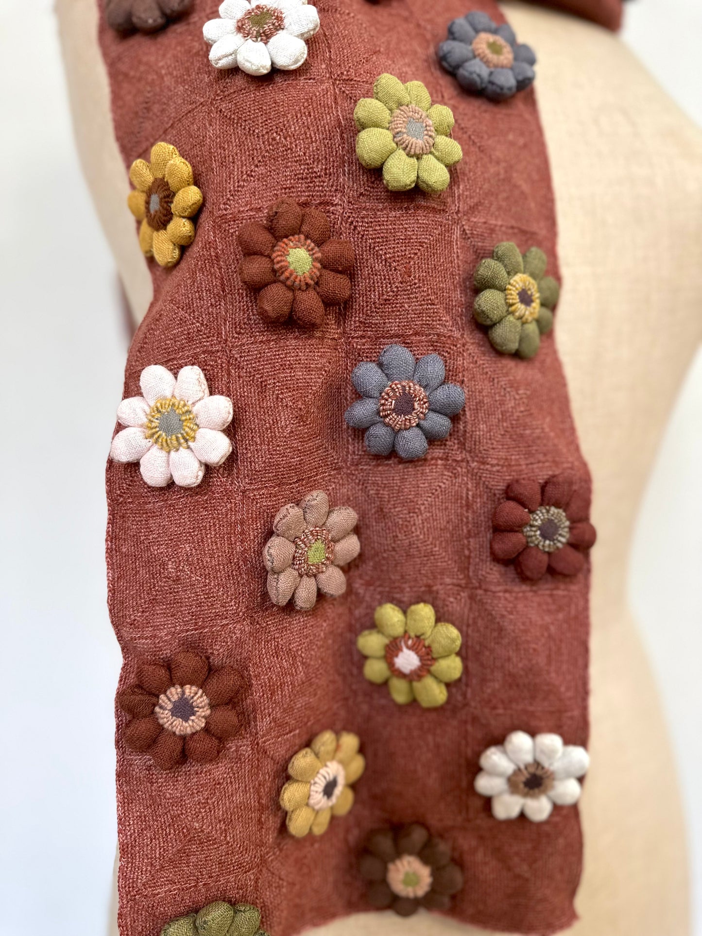 Sophie Digard Rose Crochet Geometric Scarf With Large Flowers