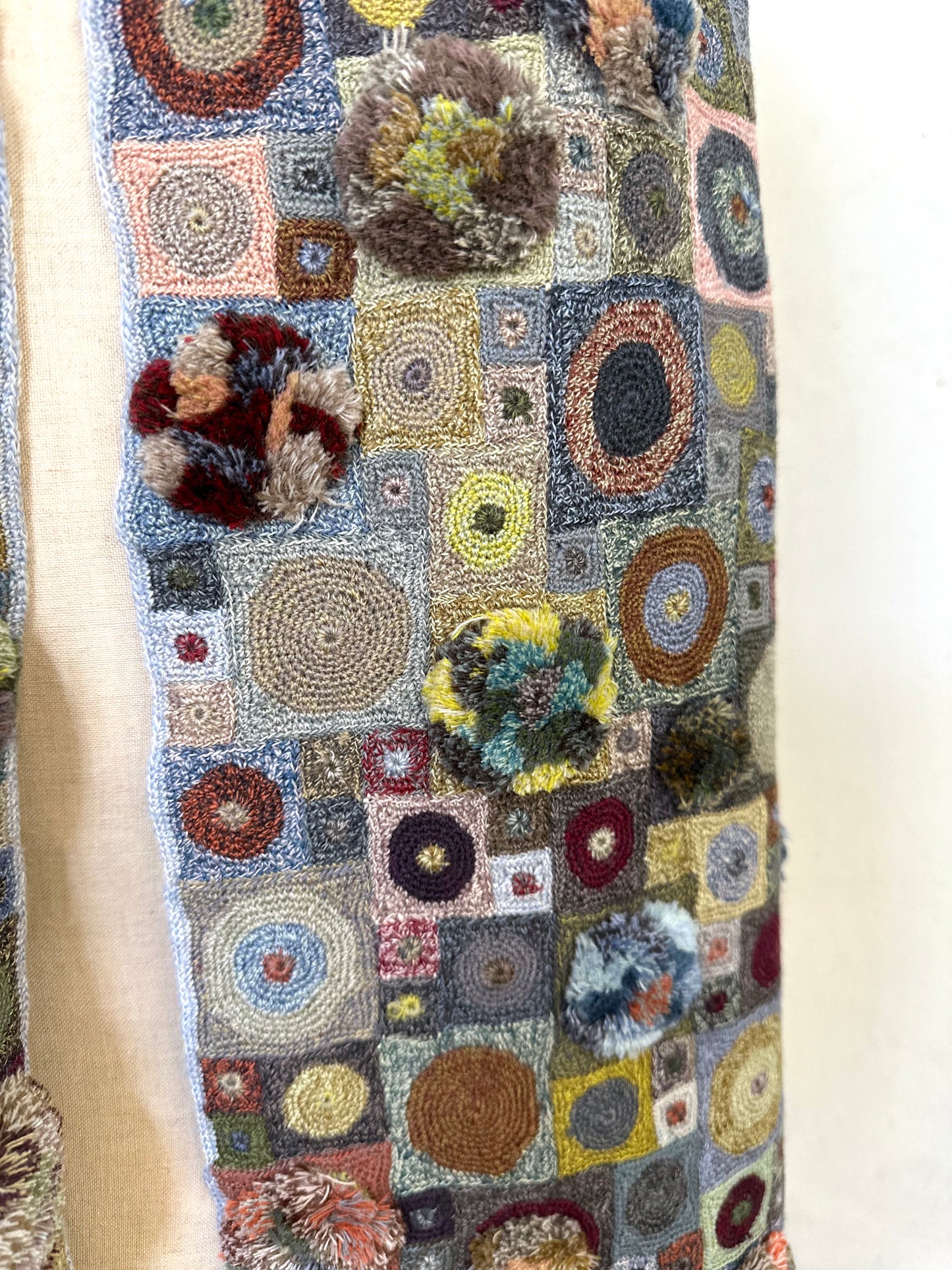 Sophie Digard Spots And Squares Crochet Scarf Multi Blue