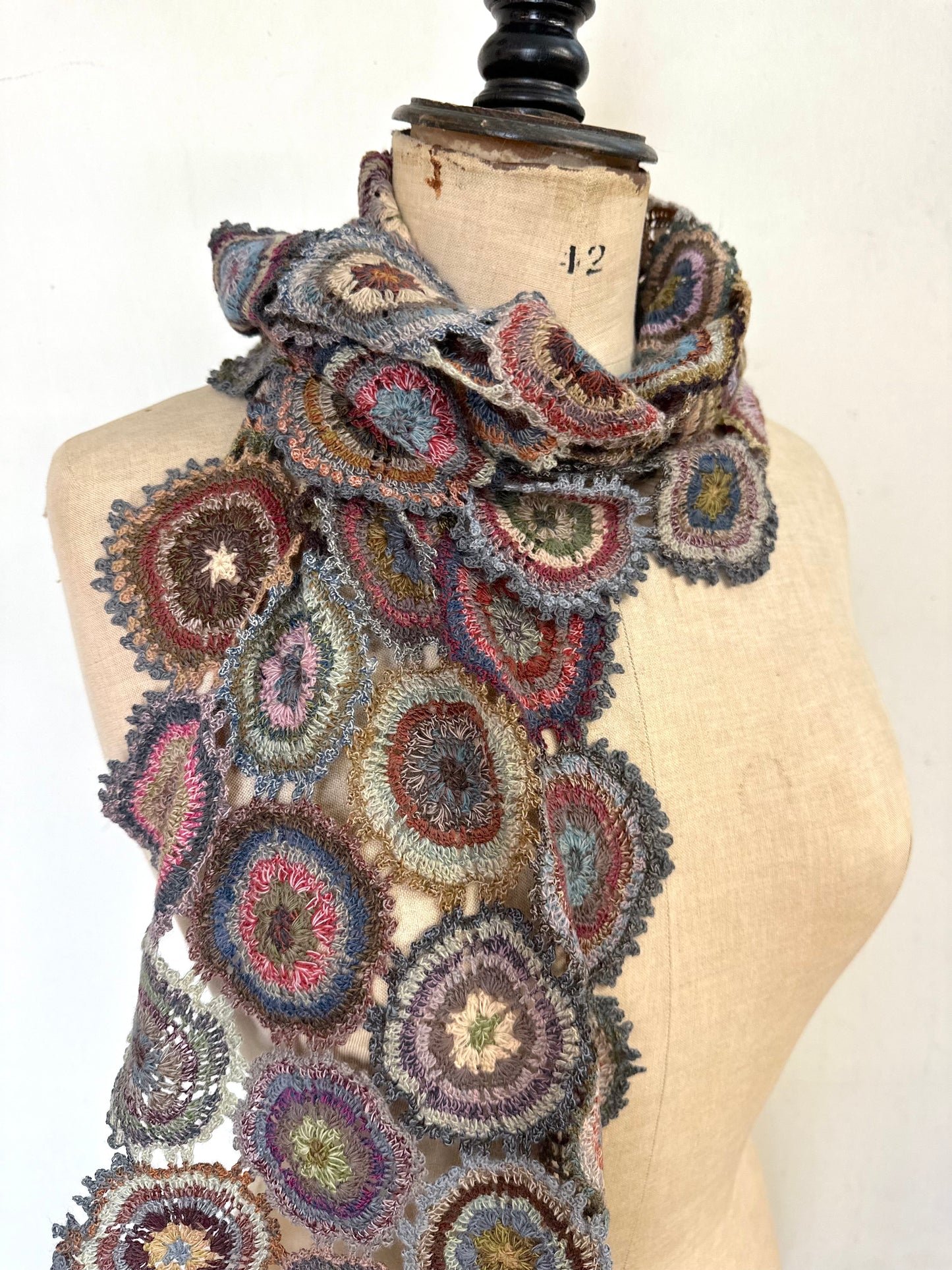 Sophie Digard Large Circles Crochet Scarf Multi