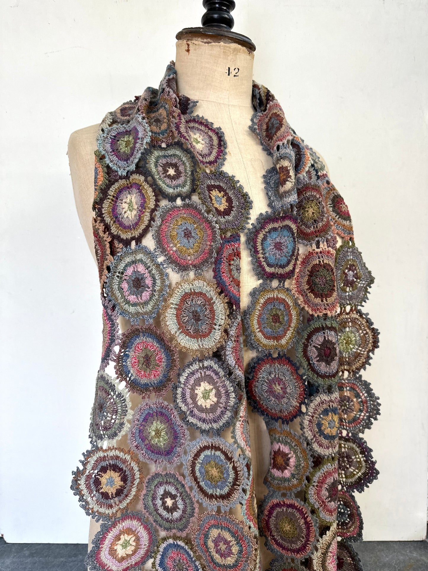 Sophie Digard Large Circles Crochet Scarf Multi