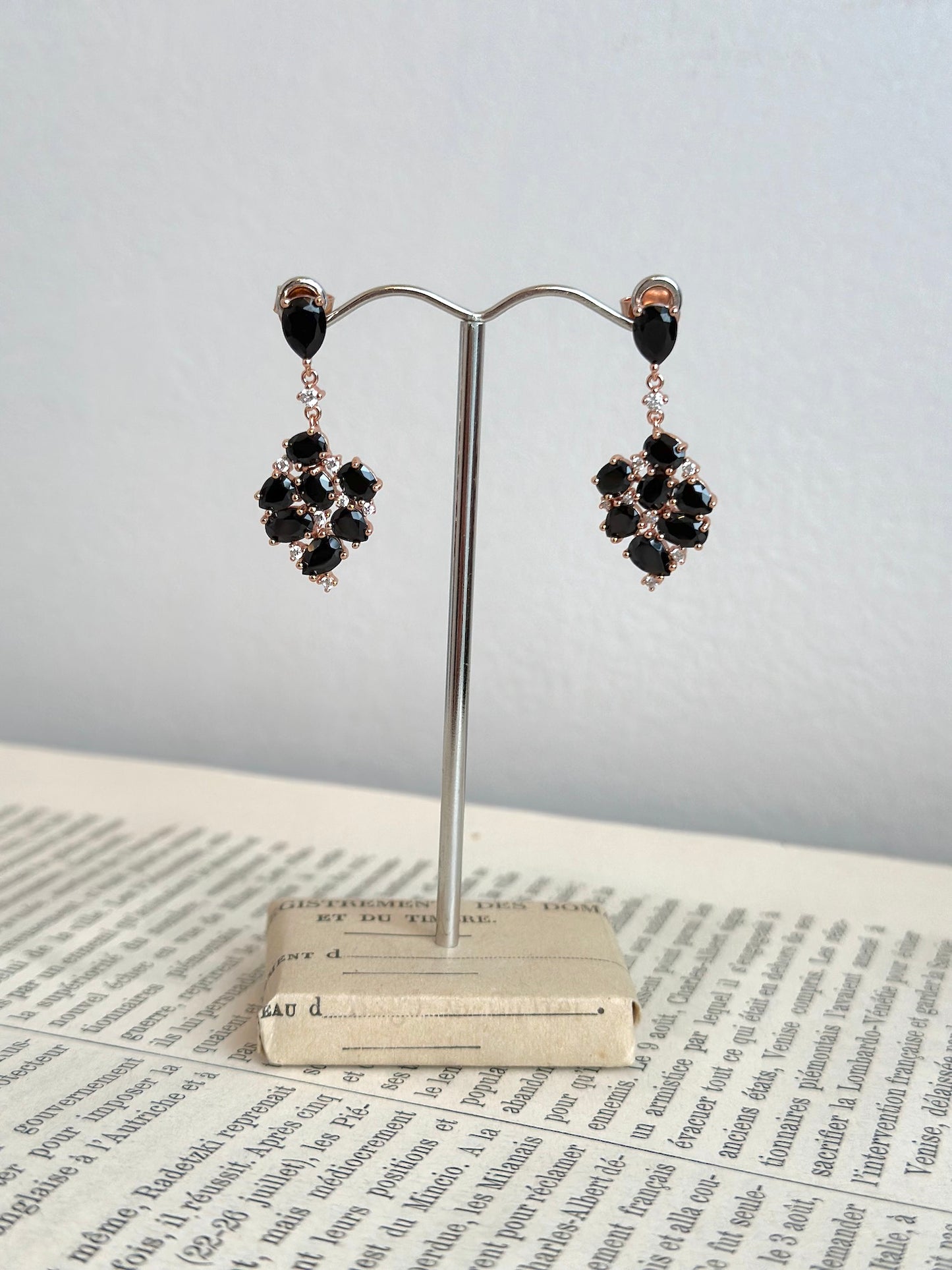 Italian Black Spinel Drop Earrings