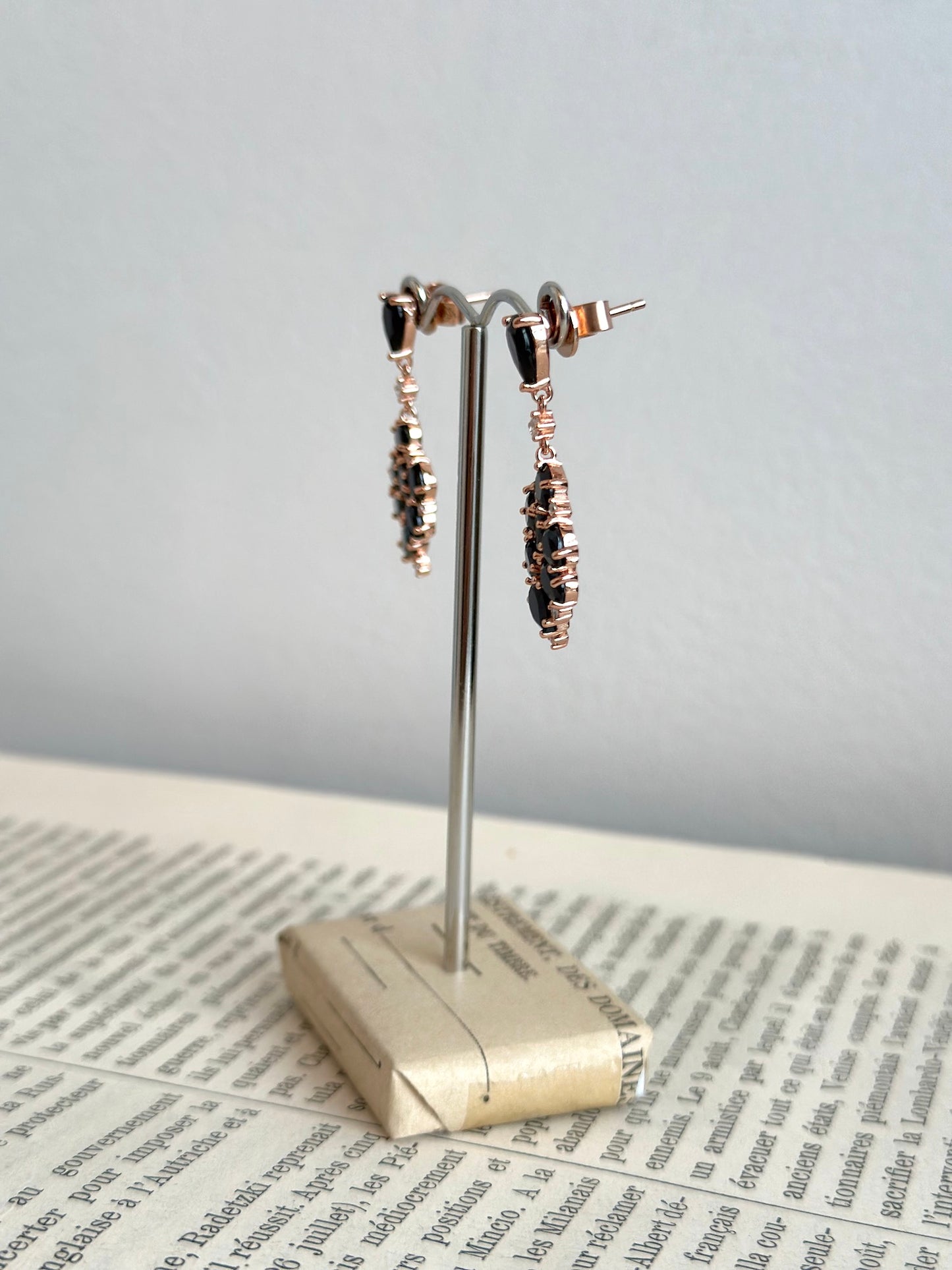 Italian Black Spinel Drop Earrings