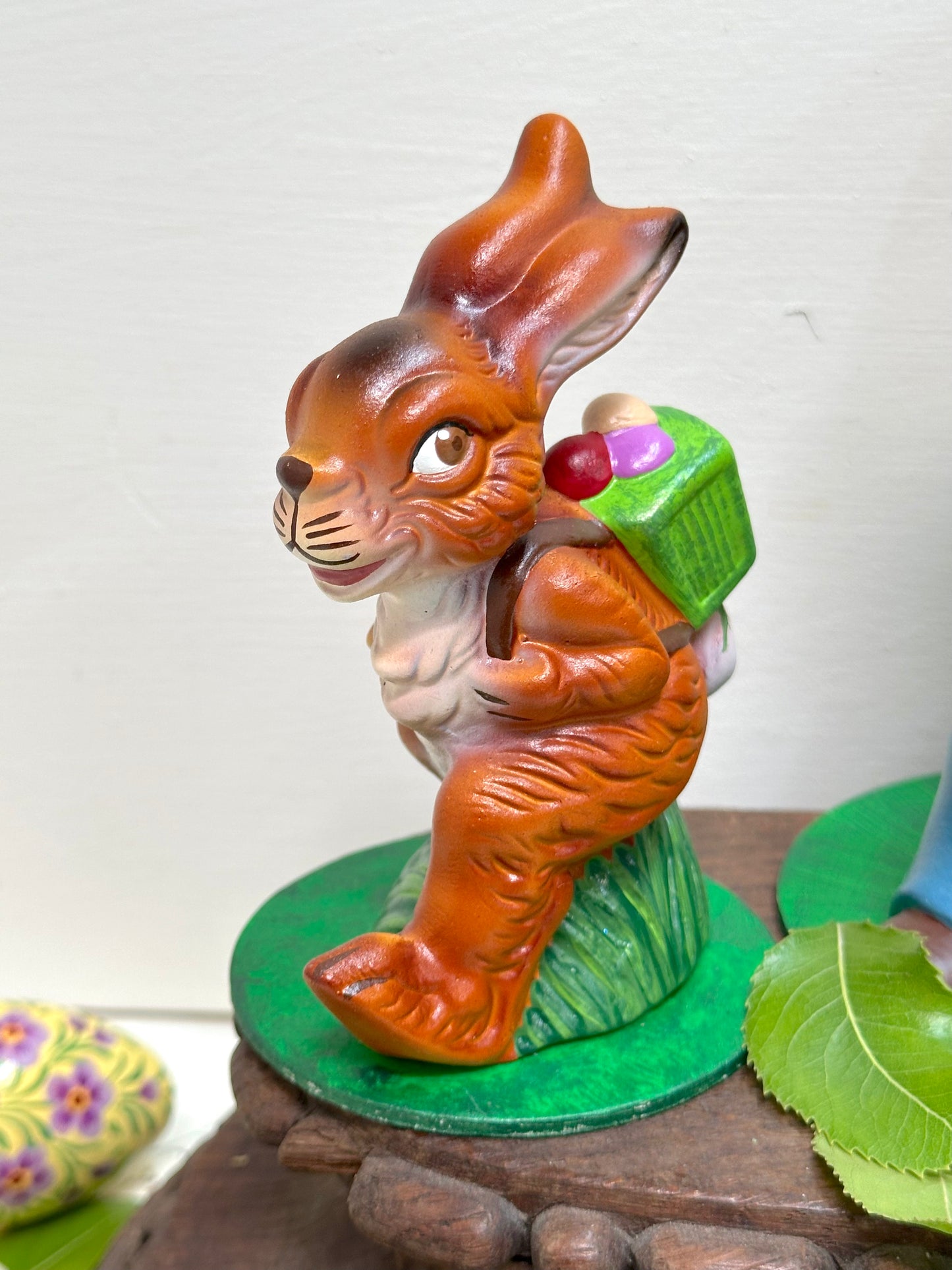 Hand Painted German Papier-Mache Running Rabbits