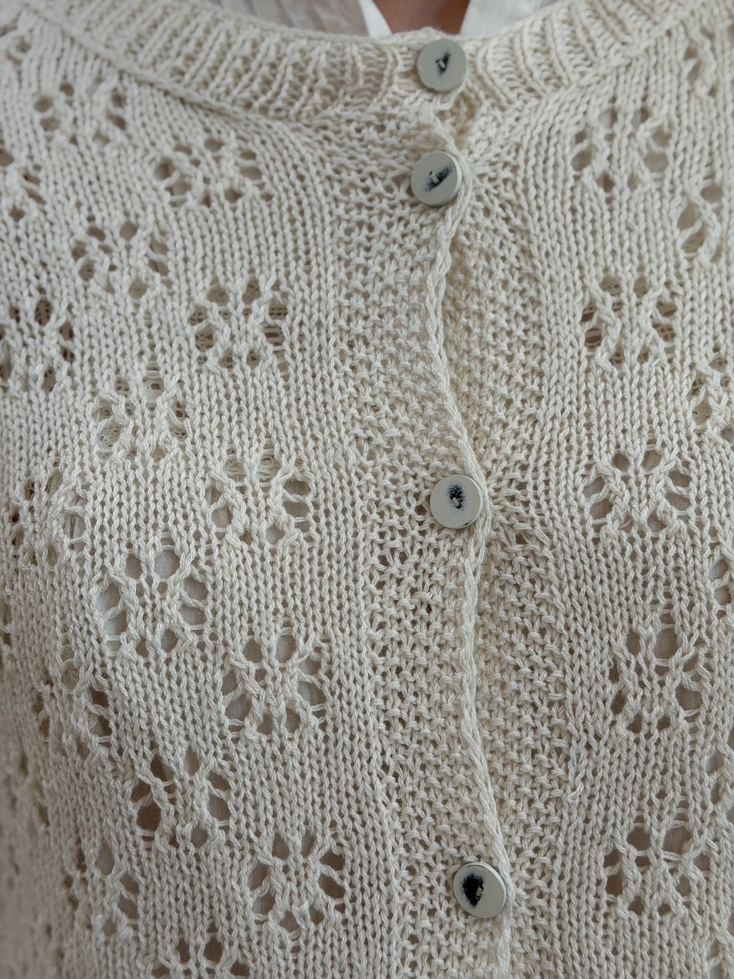 Sula Nickel Lacey Cardigan Cotton Cashmere LAST ONE Small