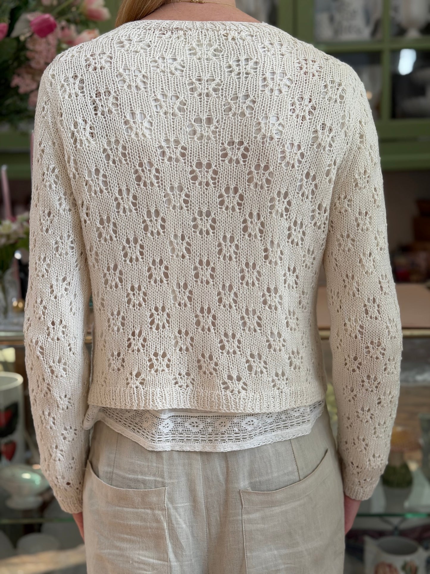 Sula Nickel Lacey Cardigan Cotton Cashmere LAST ONE Small