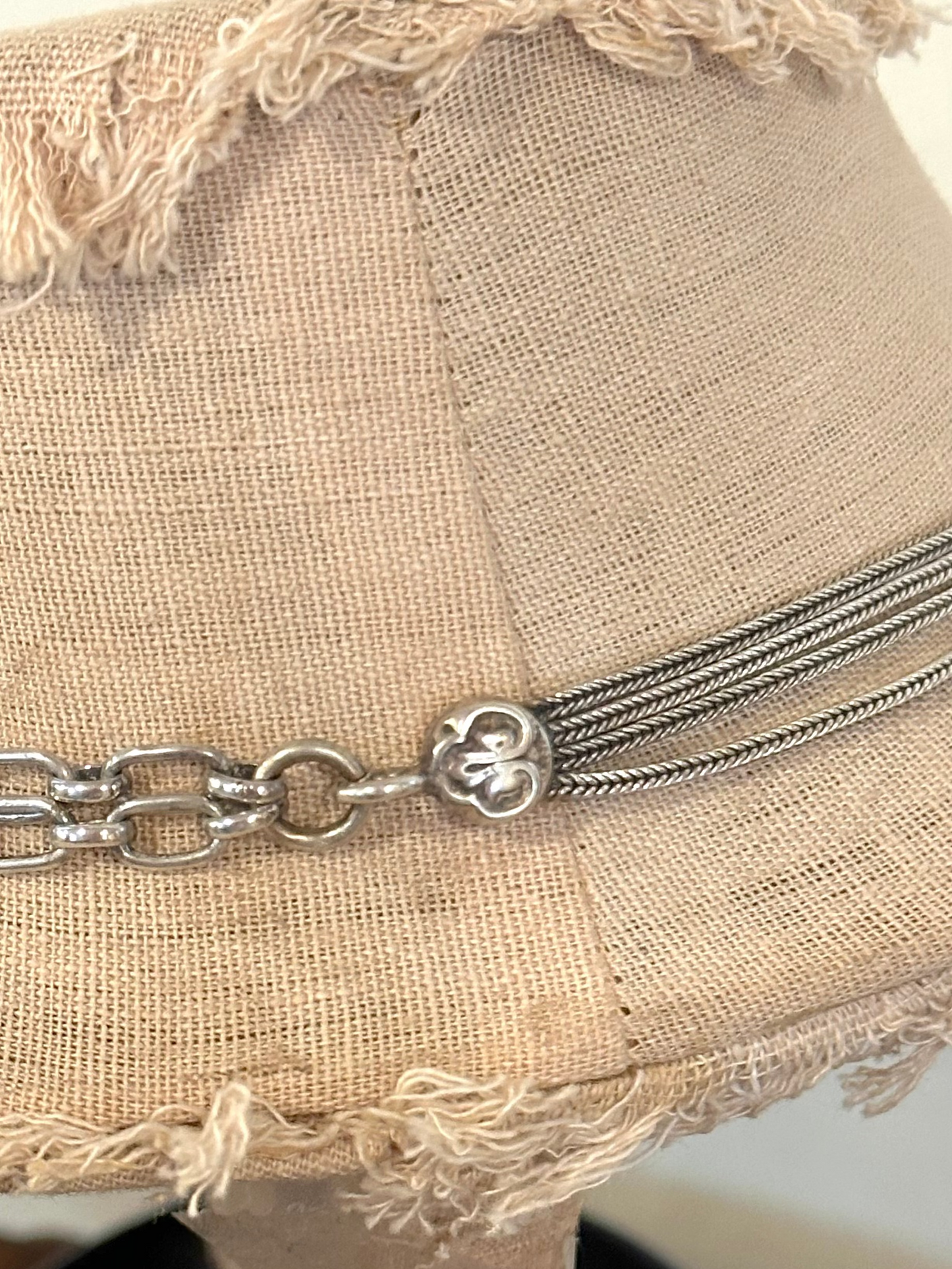 Antique French Silver Necklace With Horse Watch Chain Sliders And Fob