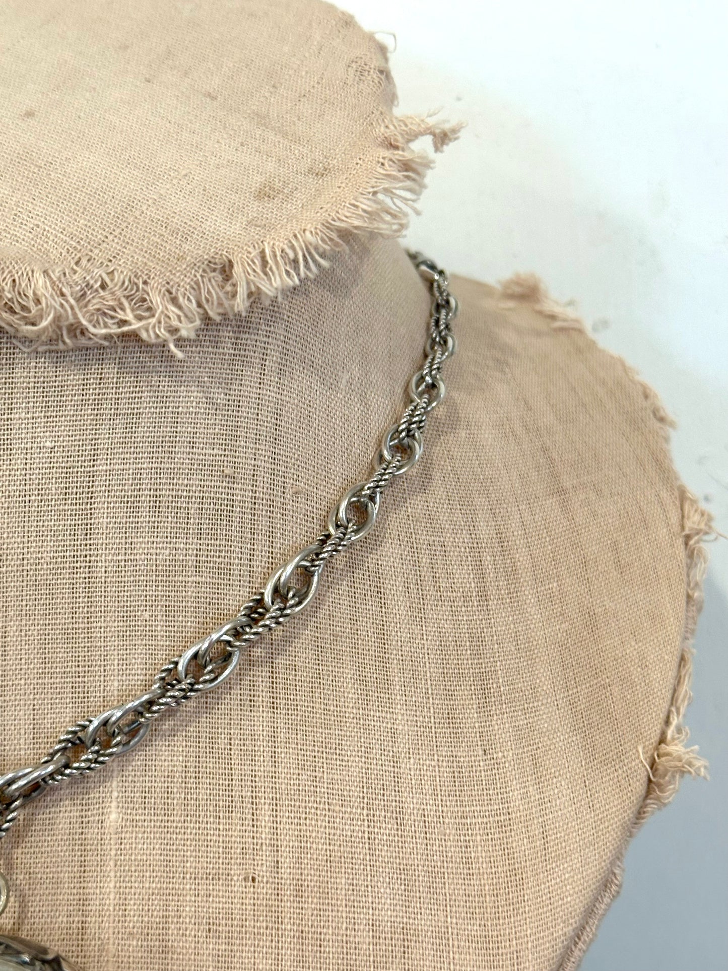Antique French Silver Necklace With Mirror Compact Locket