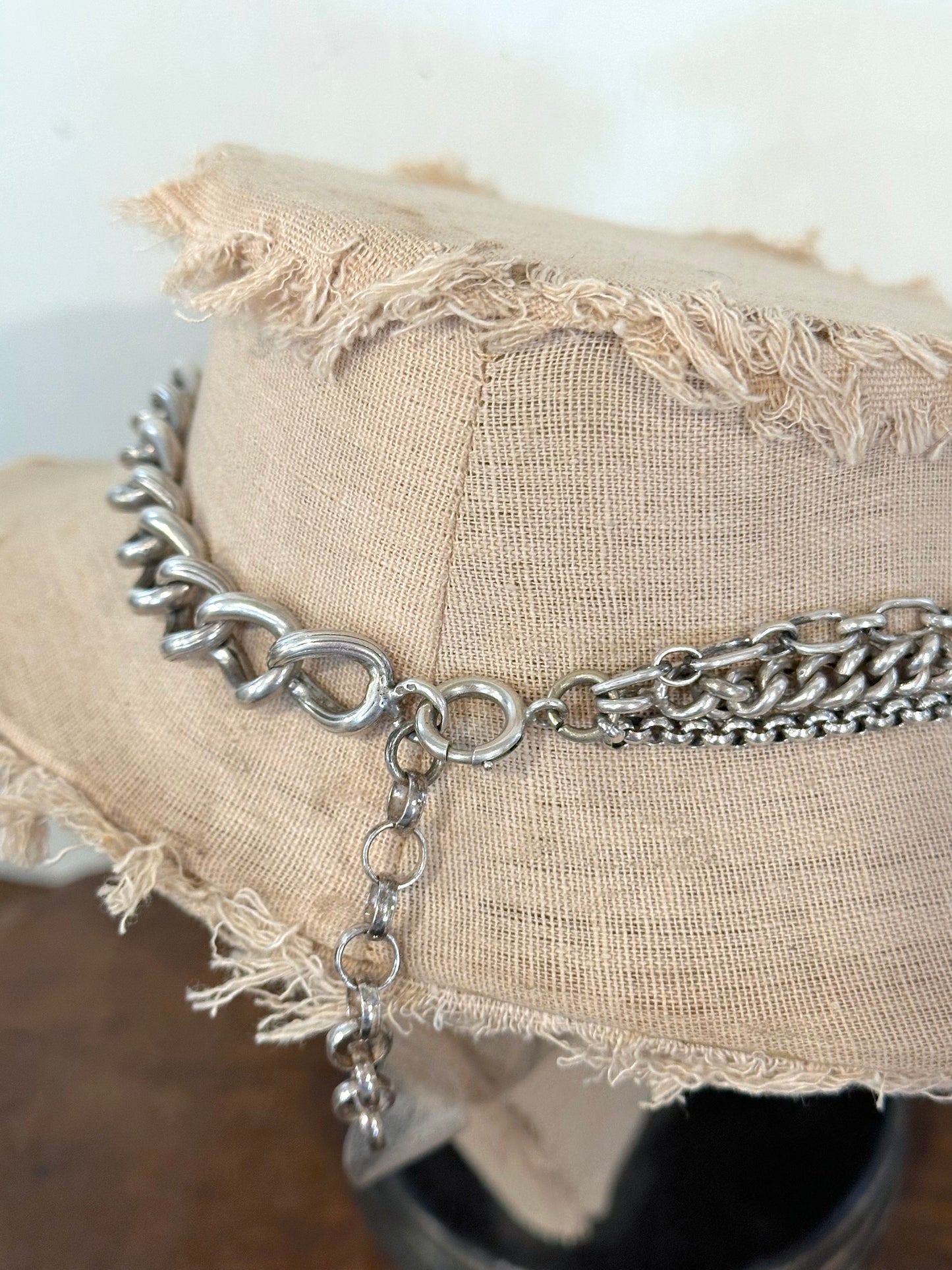 Antique French Ornate Silver Necklace With Rose Gold Plated Details