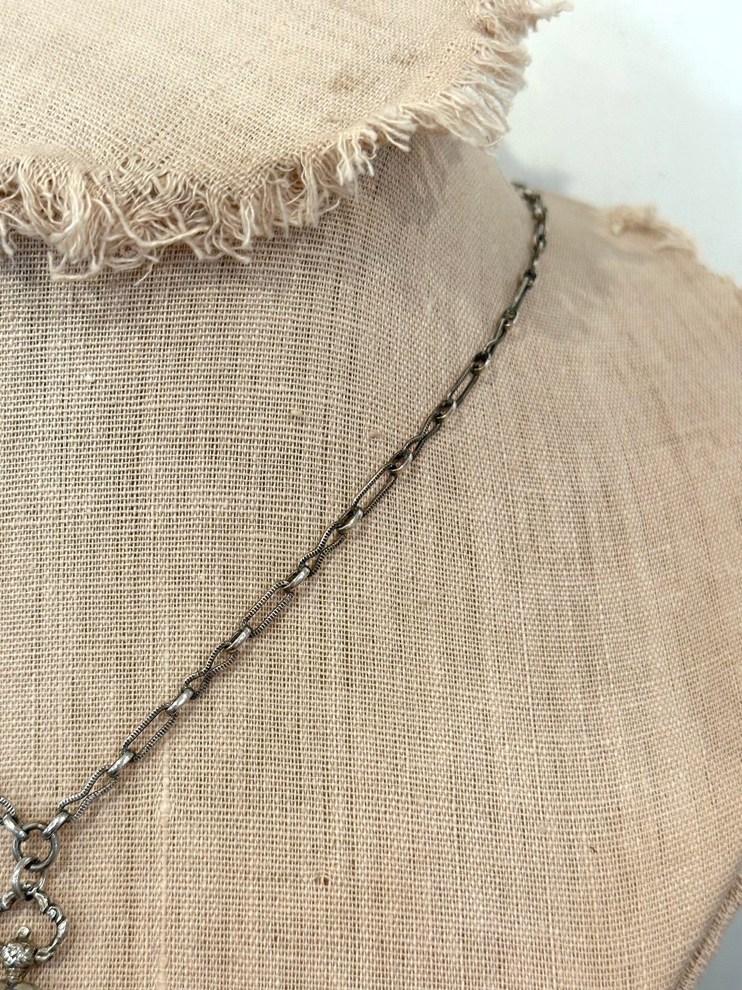Antique French Silver Necklace With Ornate Fob Style Locket