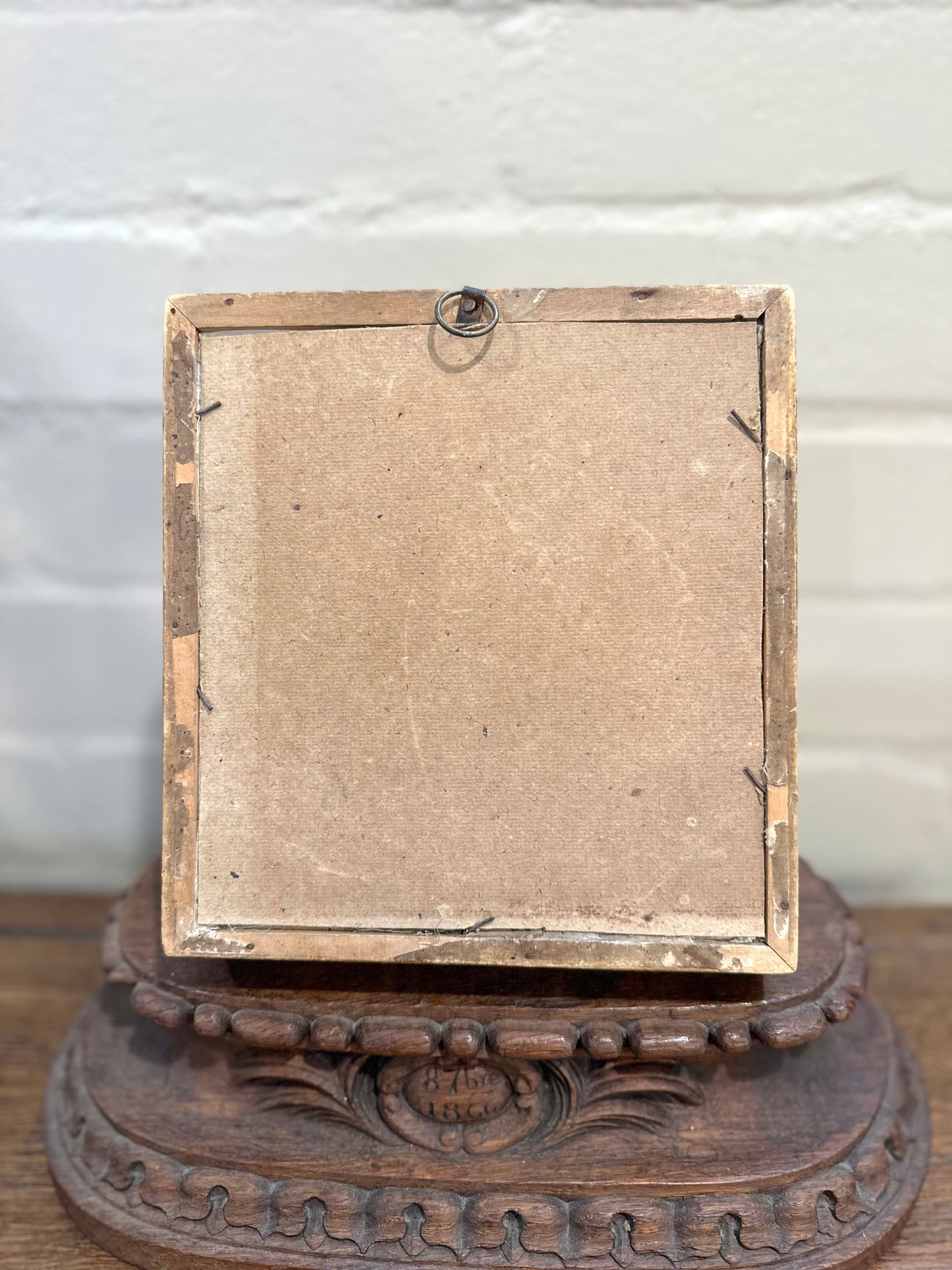 Antique French Delicate Monogram Embroidered Bead Work In Frame