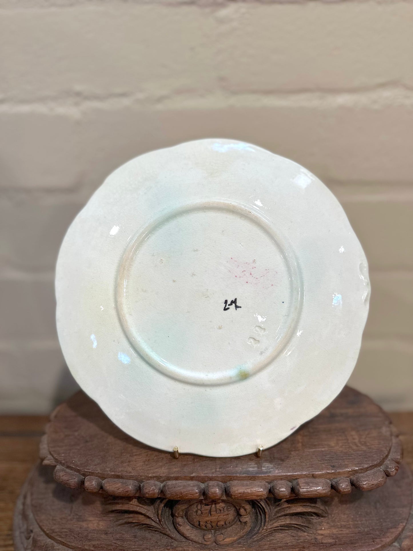 Antique French Majolica Bright Floral Plate