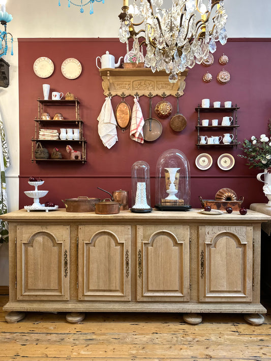Antique French Solid Oak Four Door Sideboard