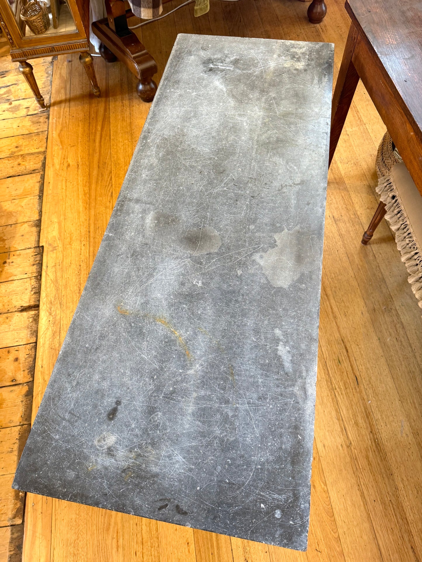 Antique French Cast Iron Table With Bluestone Top