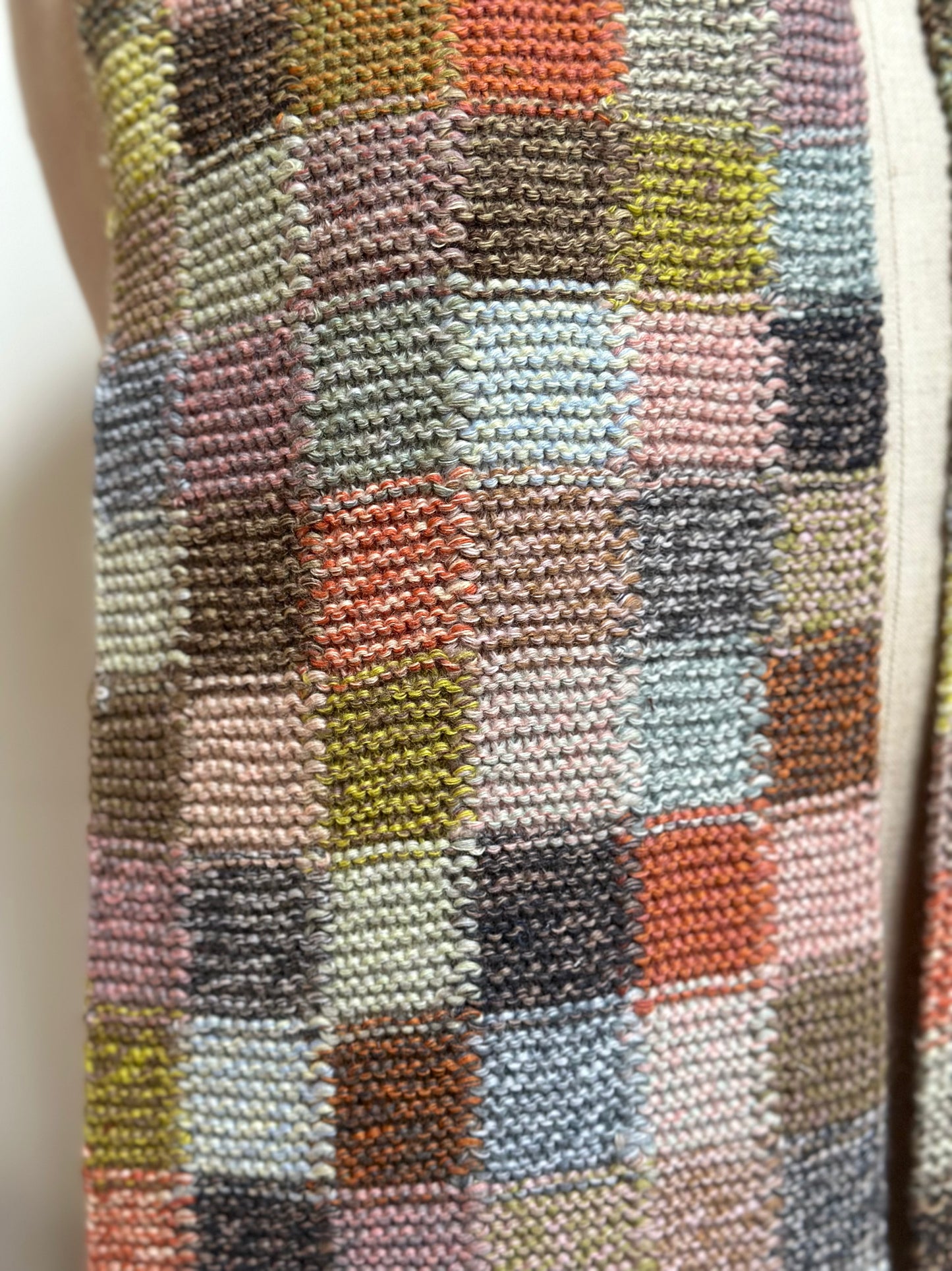 Sophie Digard Bright Multi Check Crochet Wool Scarf