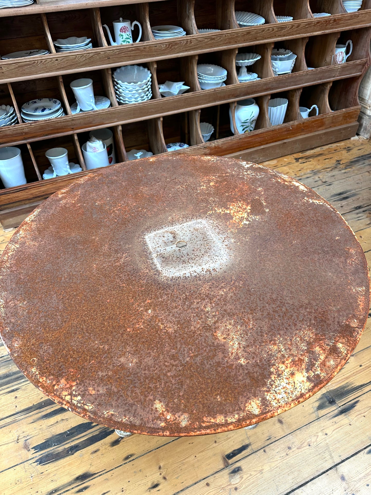 Antique French Arras Style Round Cast Iron Outdoor Table