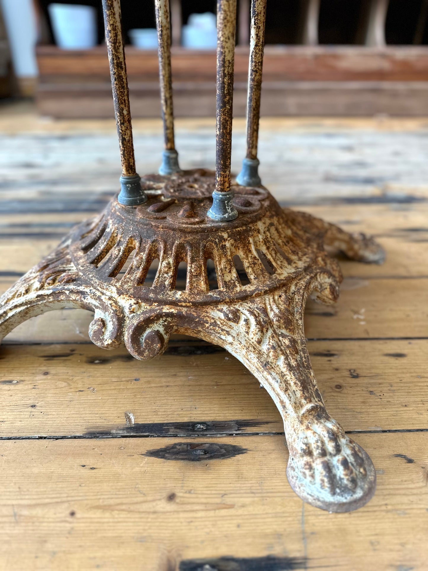 Antique French Arras Style Round Cast Iron Outdoor Table