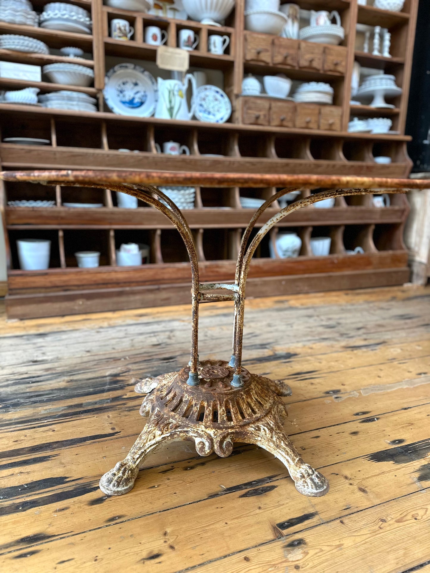 Antique French Arras Style Round Cast Iron Outdoor Table