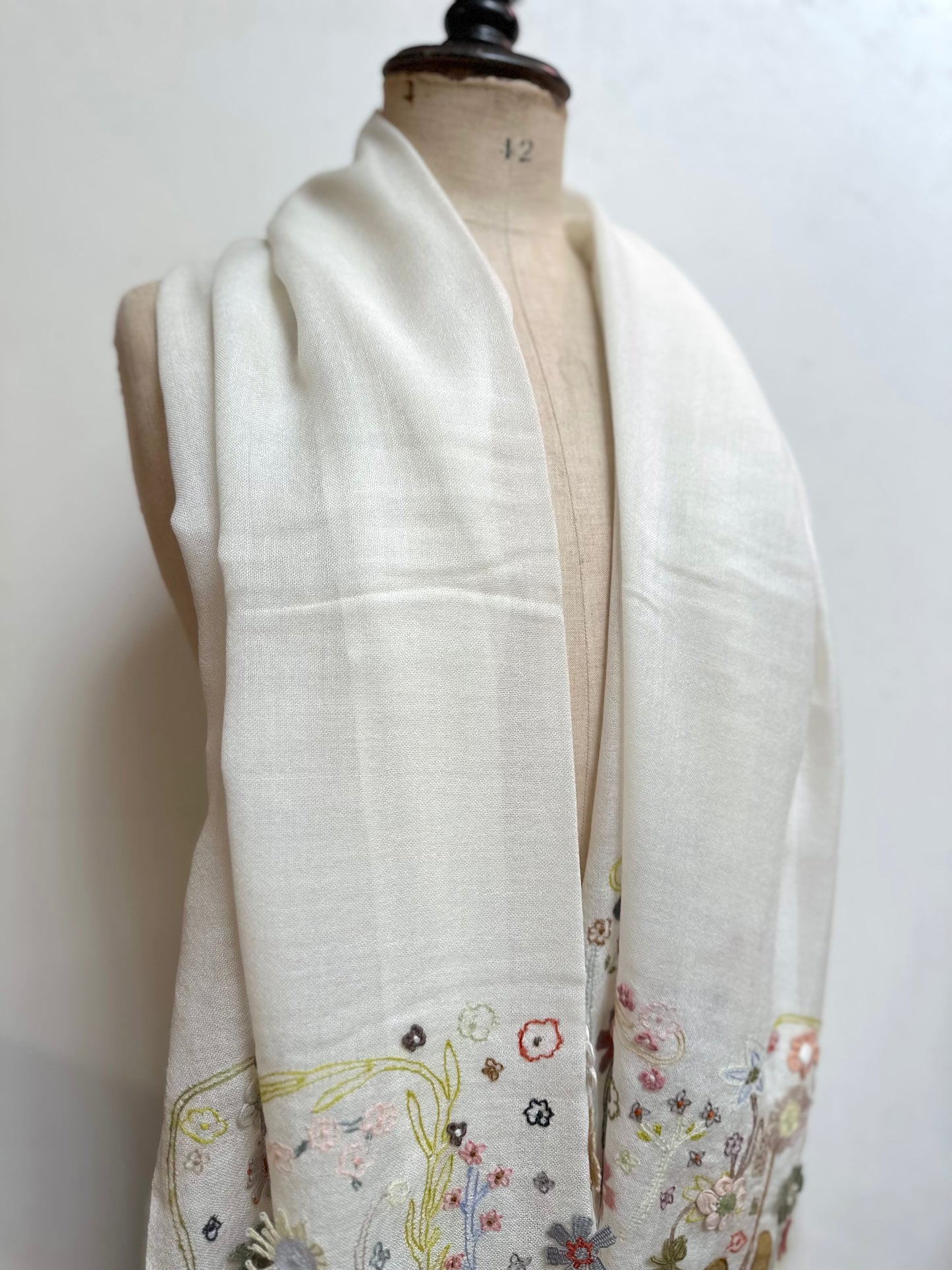 Sophie Digard Linen Scarf With Flower Garden Applique