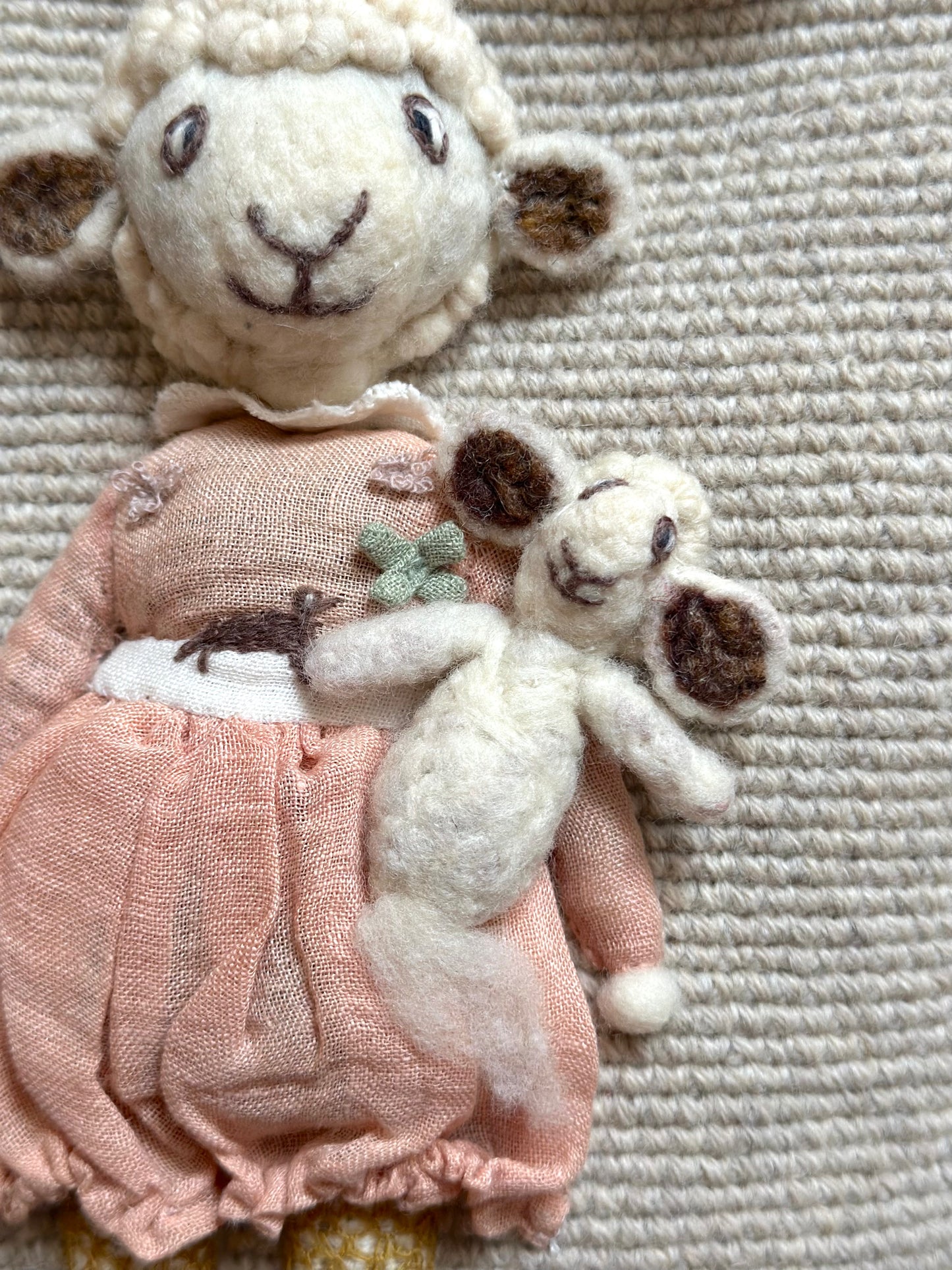 Sophie Digard Small Crochet Wool Tote Bag With Lamb Character
