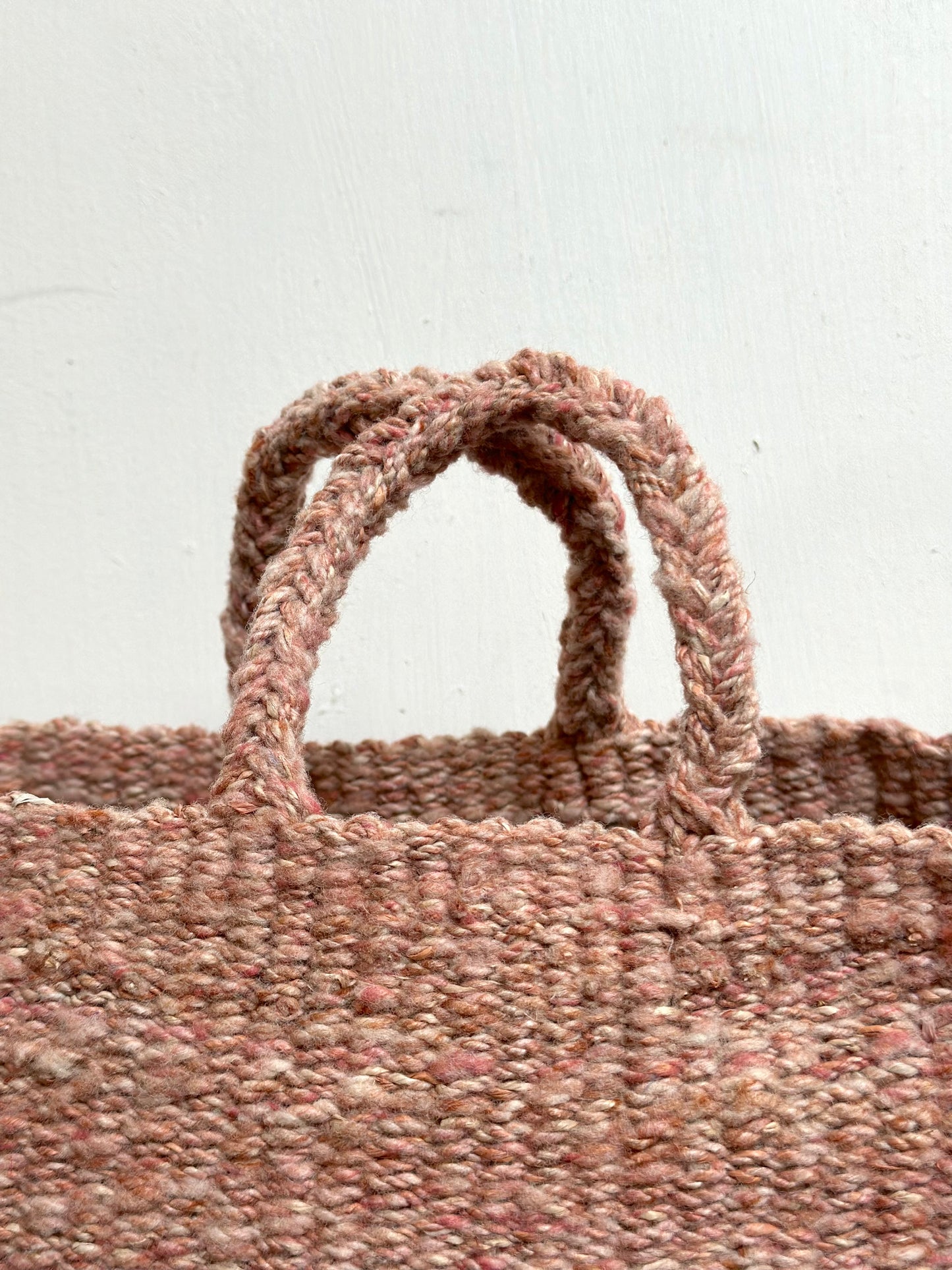 Sophie Digard Small Pink Crochet Wool Basket Bag