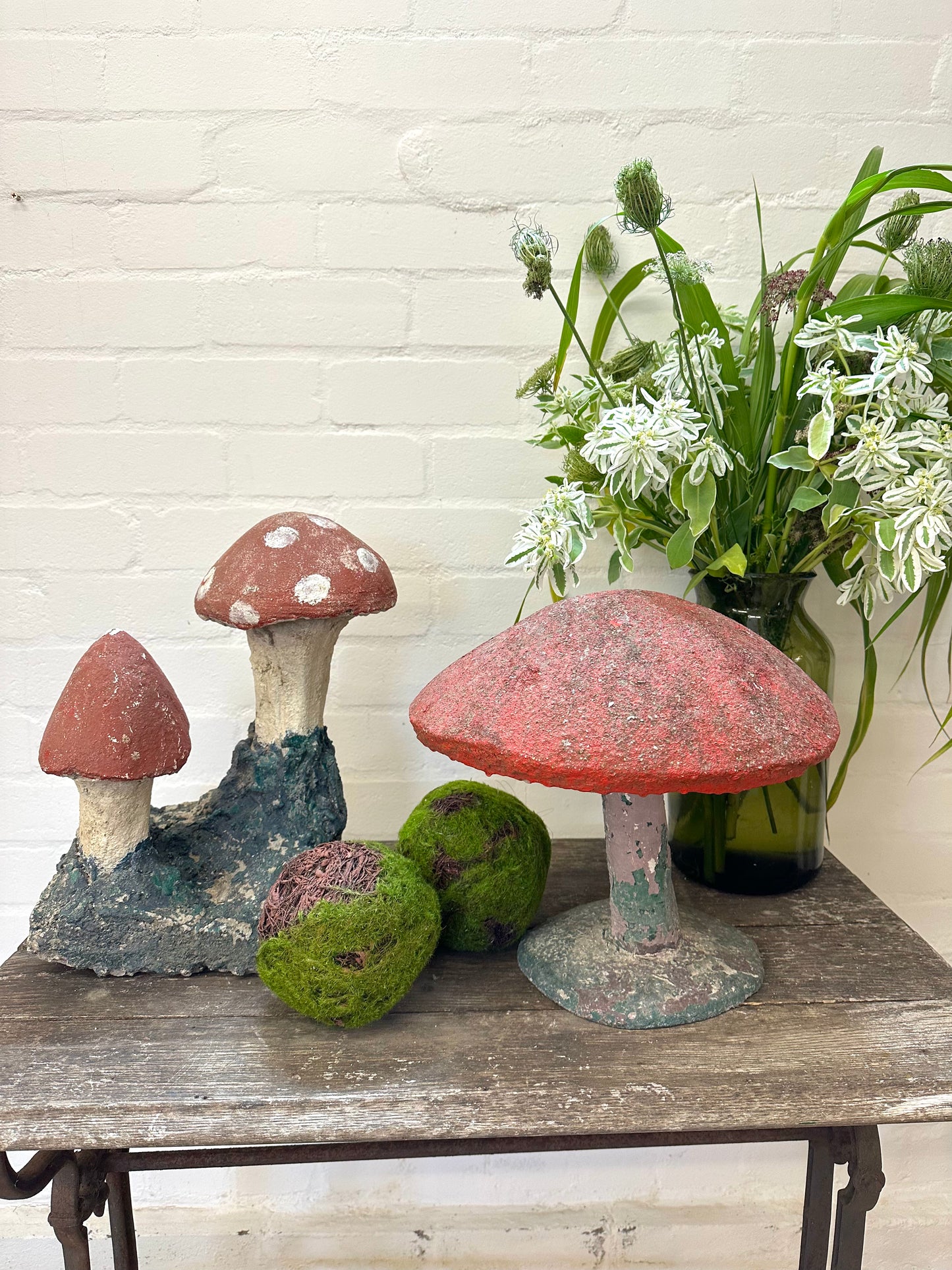 Antique French Outdoor Concrete Mushrooms