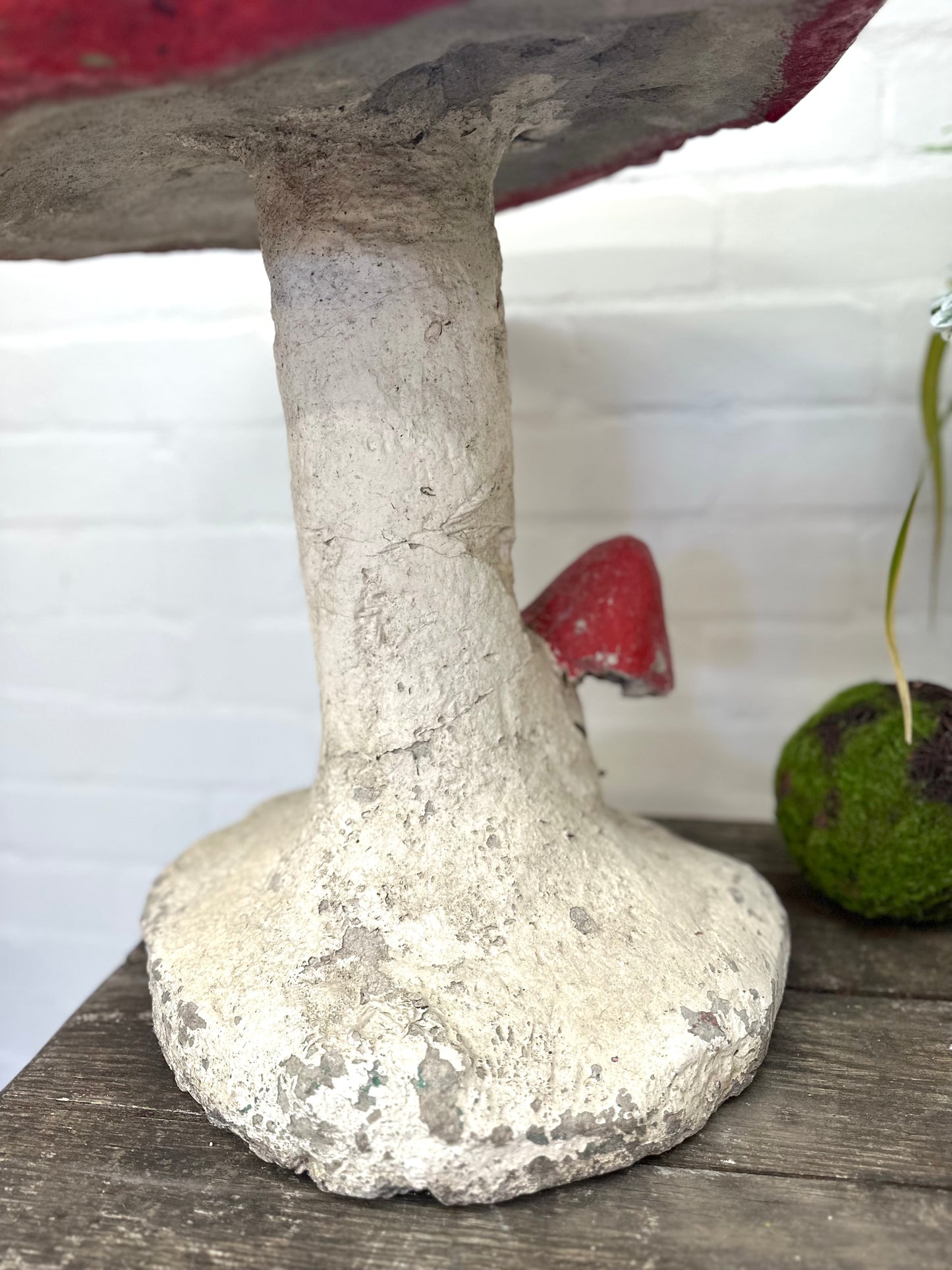 Antique French Large Outdoor Concrete Mushroom With Spots