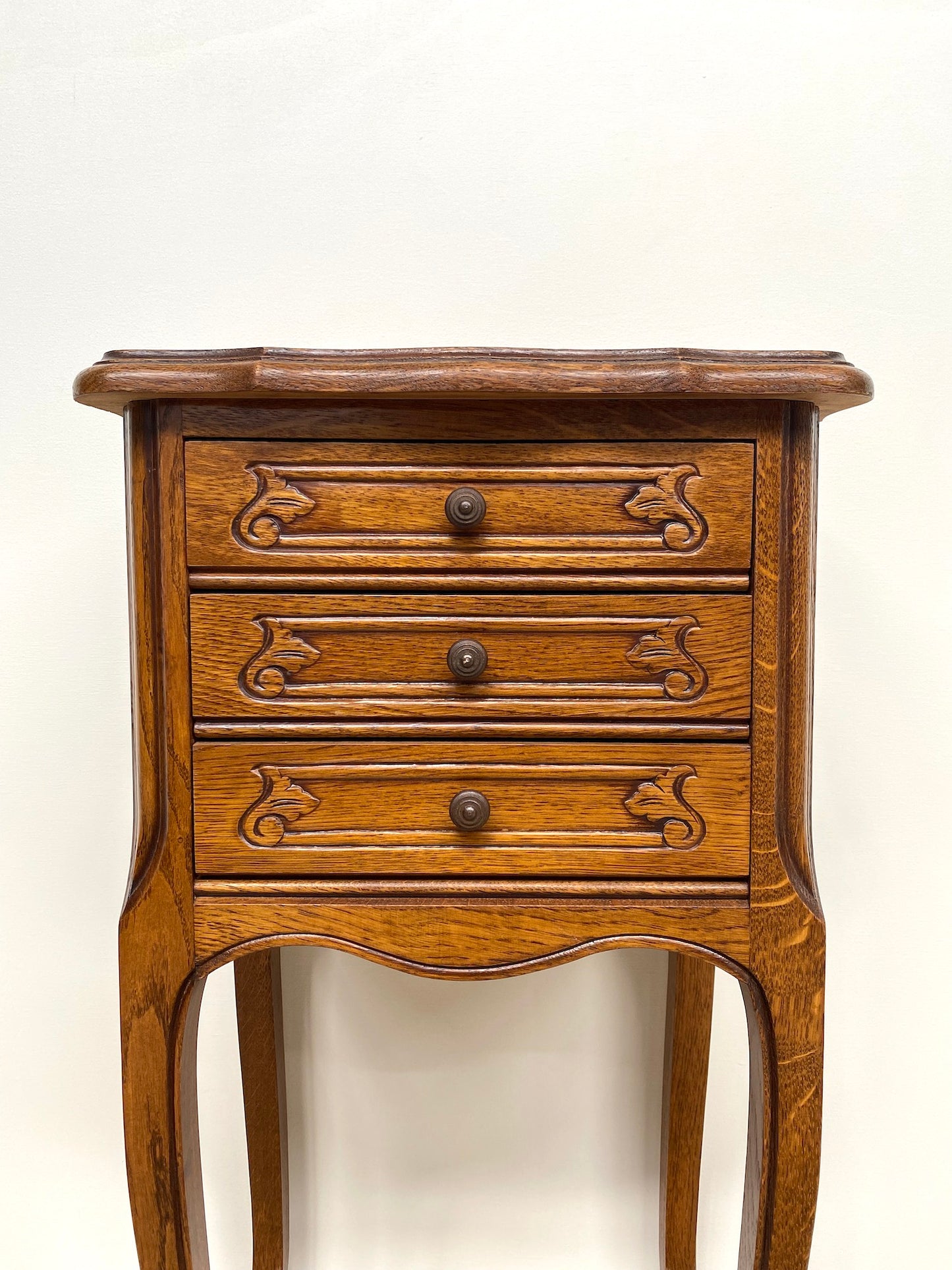 Antique French Louis XV Petite 3 Drawer Bedside Table