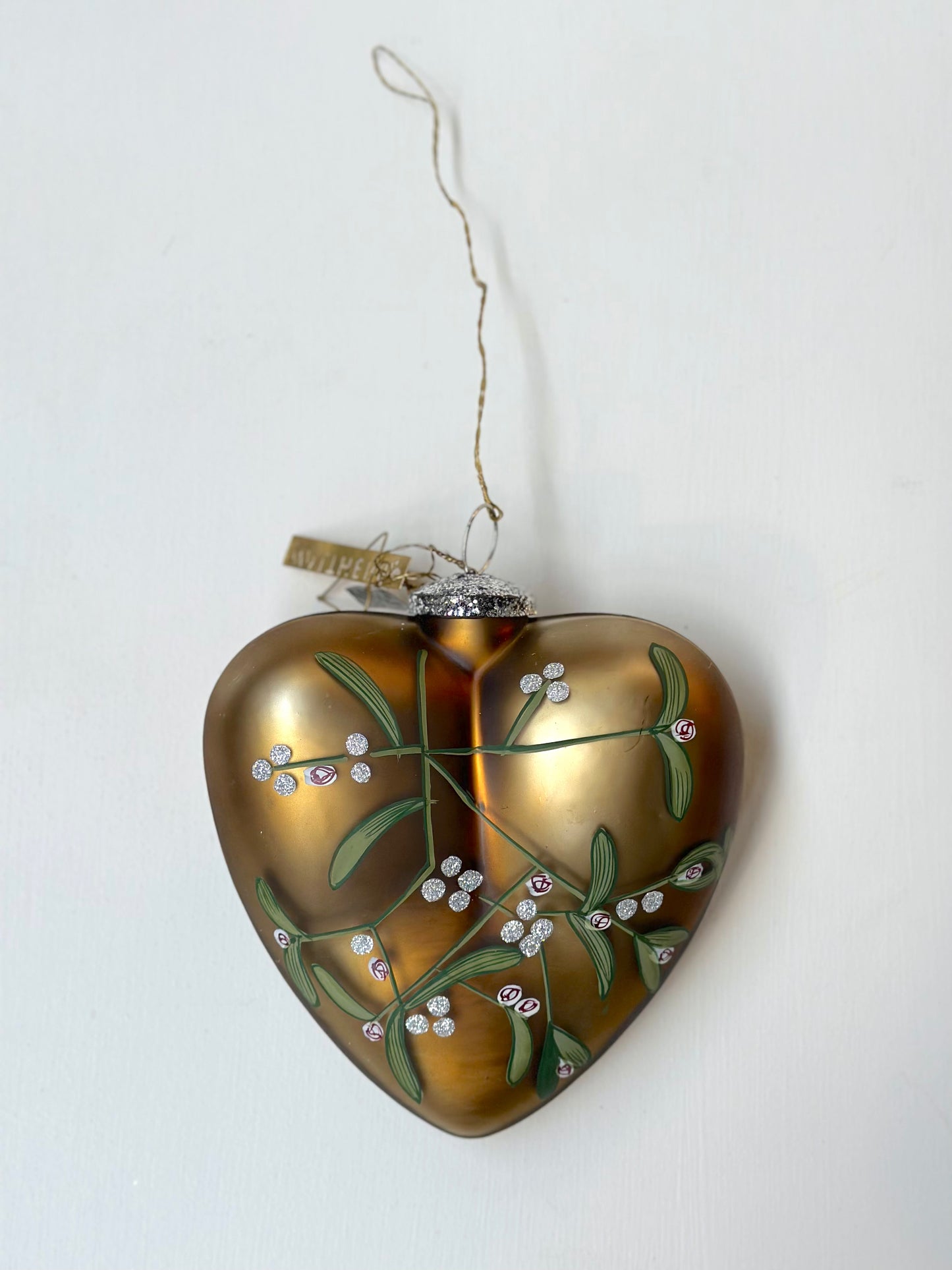 Walther & Co. Large Gold Glass Heart - Mistletoe