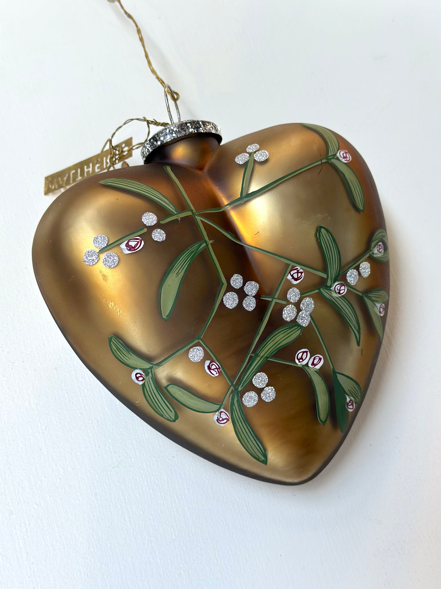 Walther & Co. Large Gold Glass Heart - Mistletoe