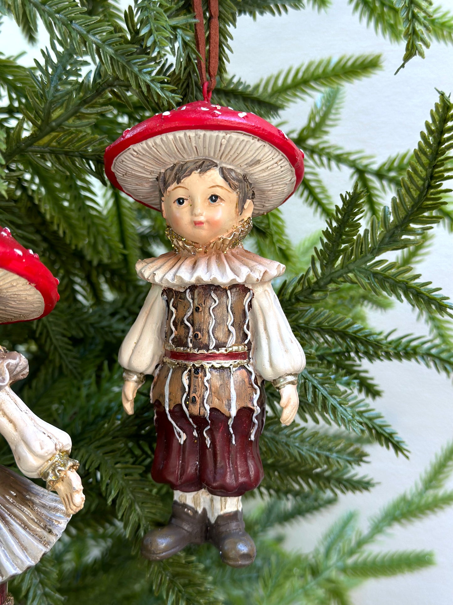 Woodland Mushroom Children - Pair Hanging Ornaments