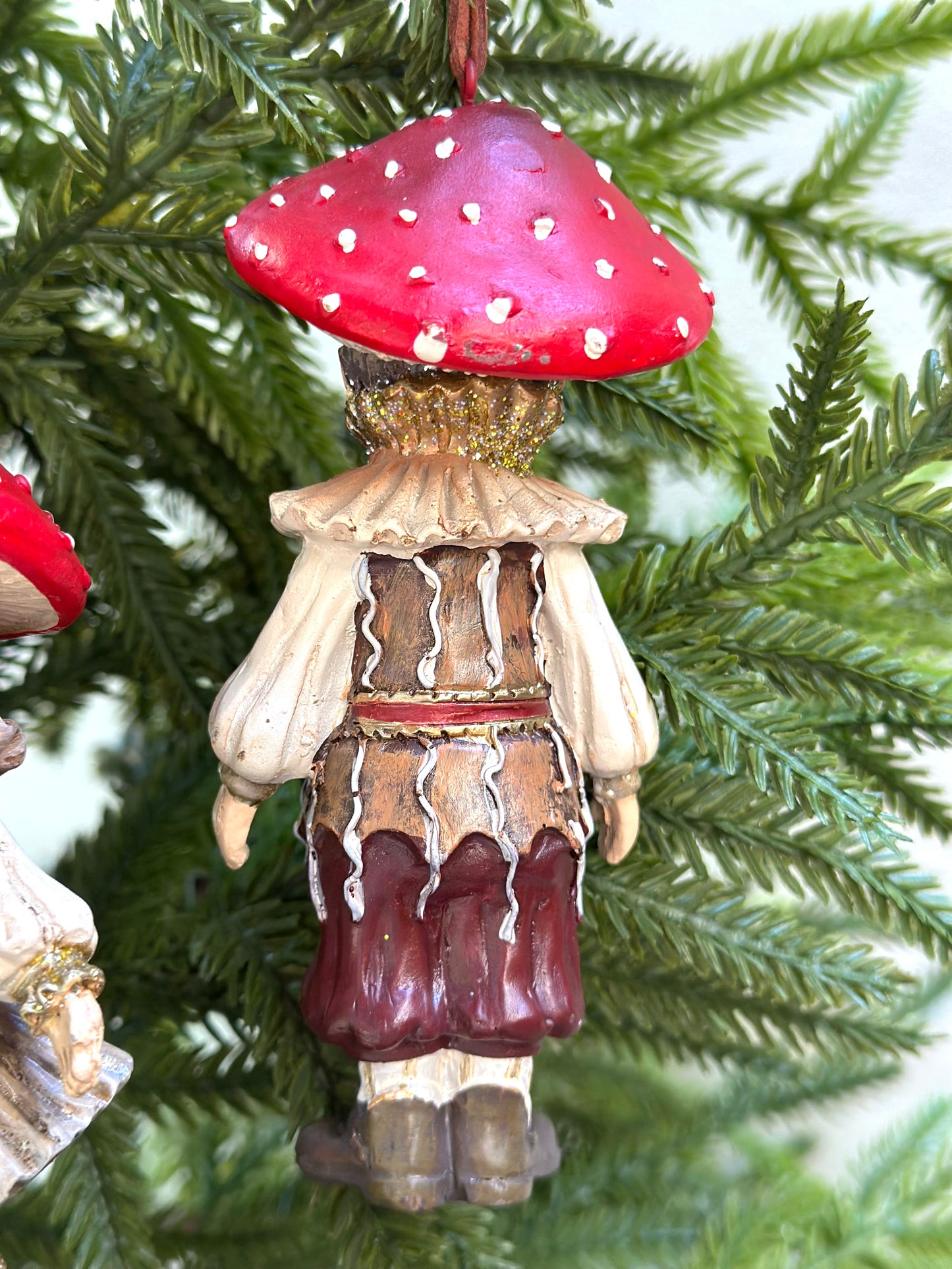 Woodland Mushroom Children - Pair Hanging Ornaments