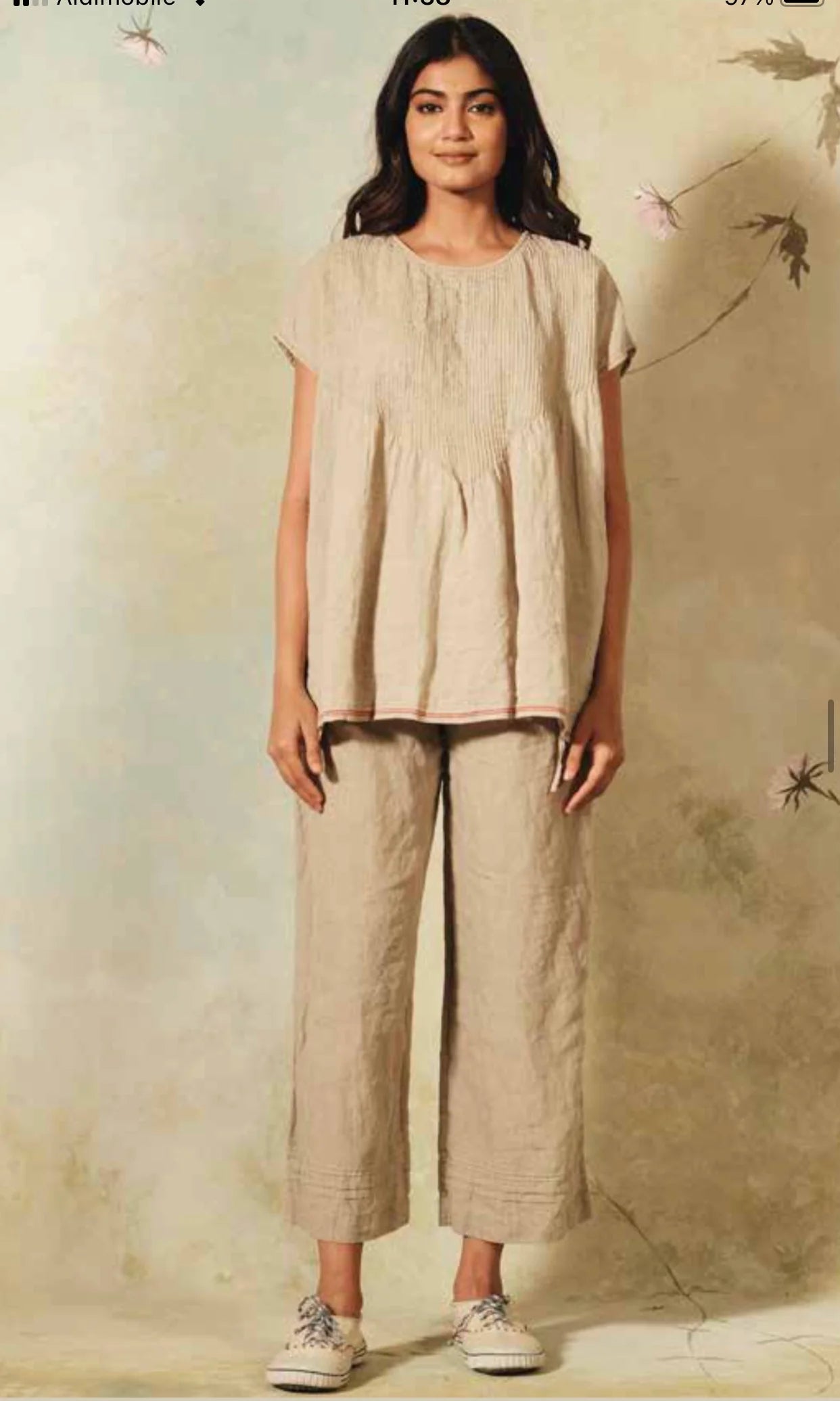 DVE 'Indra' Pin Tuck Blouse - Taupe LAST ONE M/L