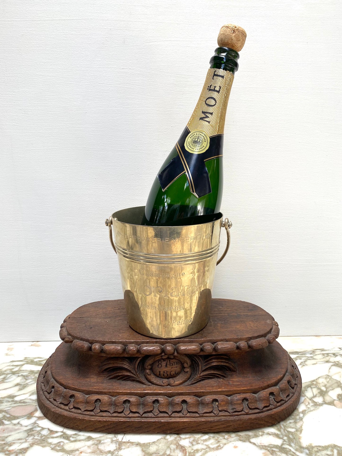 Antique French Petite Brass Champagne Bucket 'Morlant'