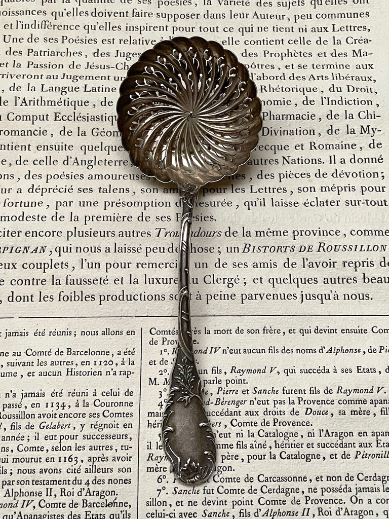 Antique French Silver Scalloped Sugar Sprinkling Spoons I Lily Pond
