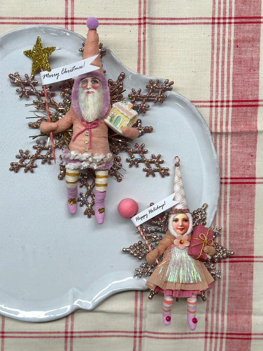 Vintage by Crystal Handspun Cotton Pink Hanging Ornaments