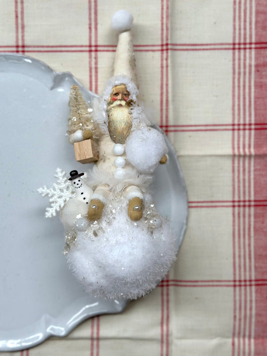 Vintage by Crystal Handspun Cotton Snowball Santa