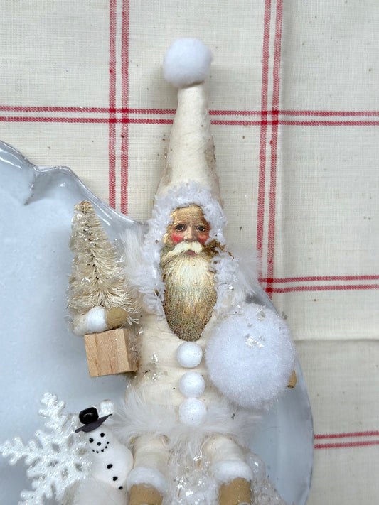 Vintage by Crystal Handspun Cotton Snowball Santa