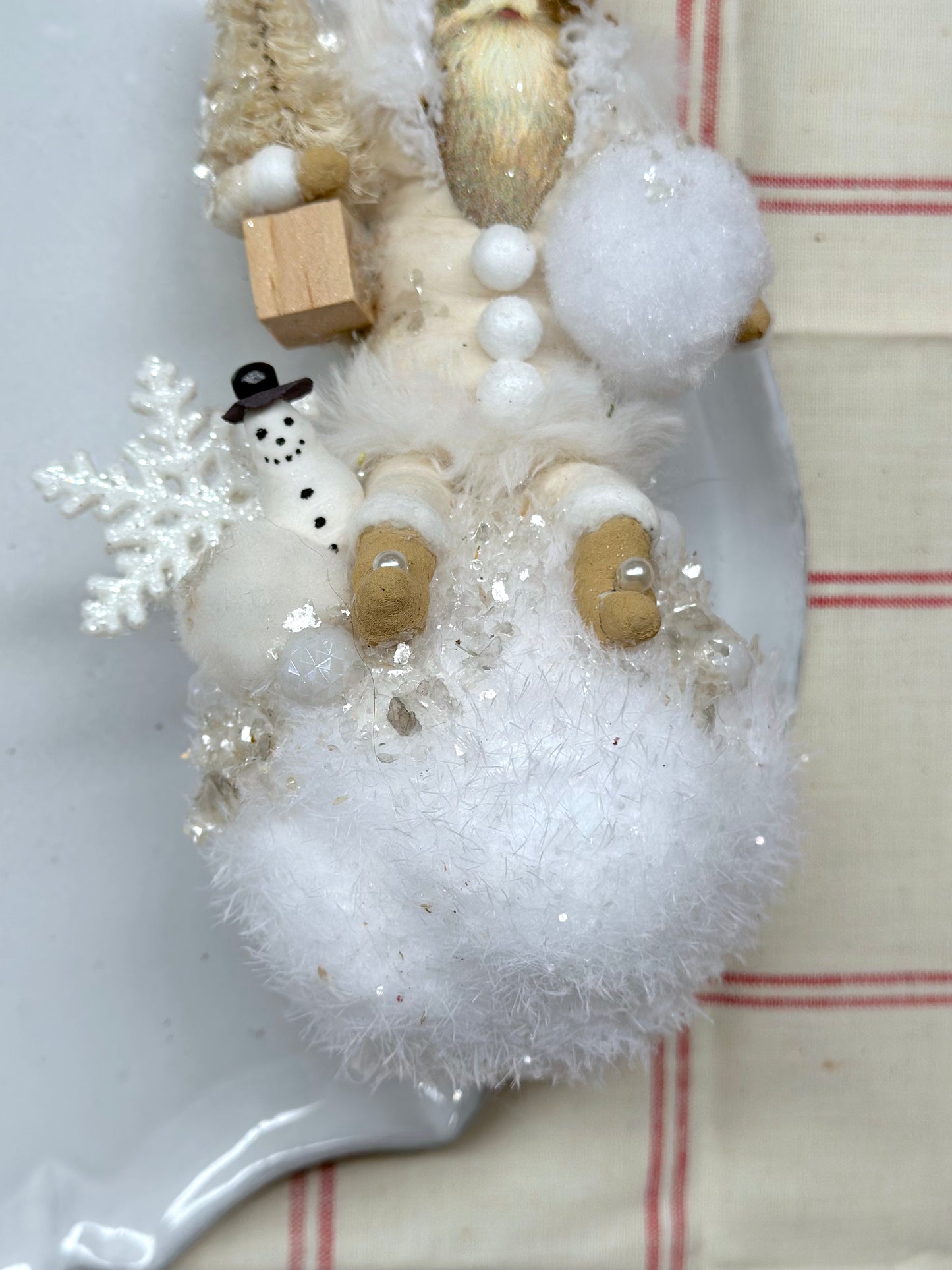Vintage by Crystal Handspun Cotton Snowball Santa