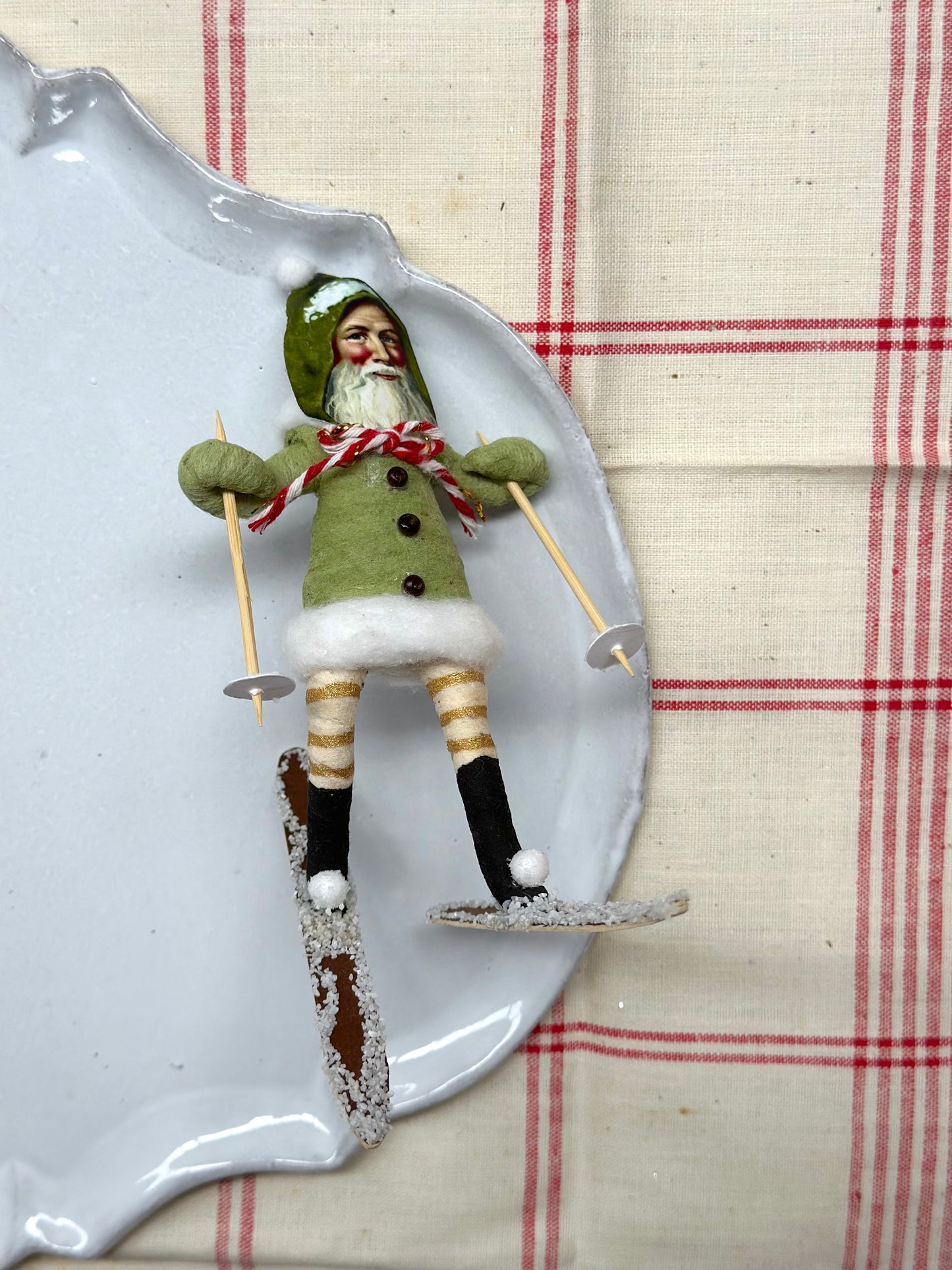 Vintage by Crystal Handspun Cotton Green & Silver Ornaments